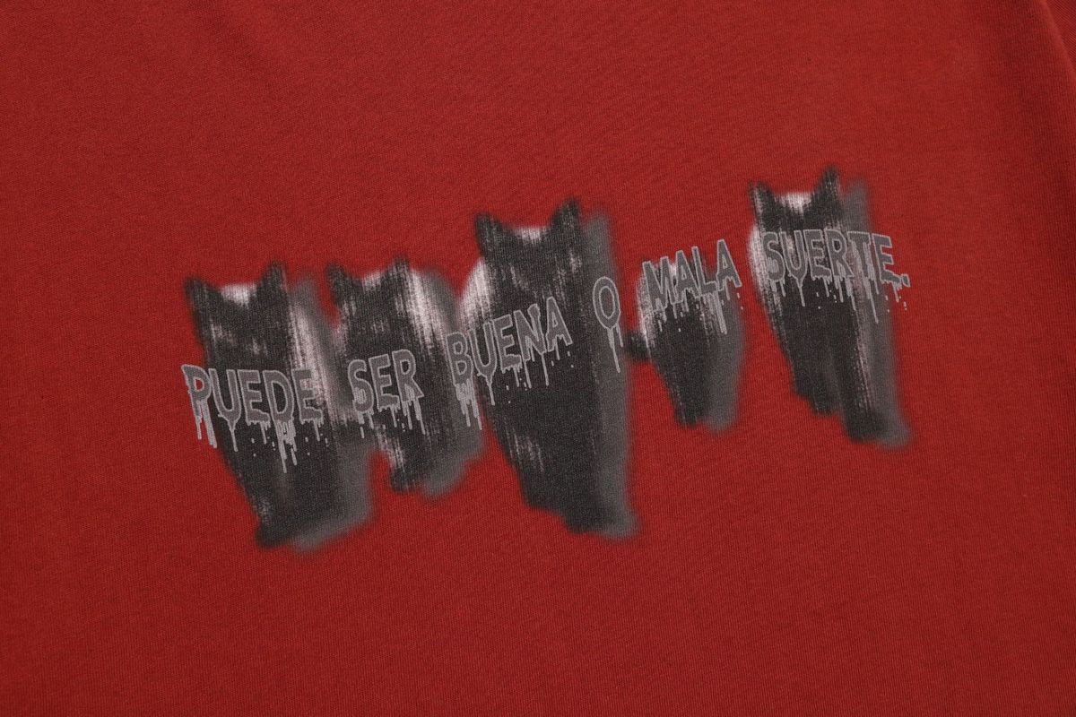 바쥬비쥬(BAJOO BIJOO) LETTERING CAT T-SHIRT [BRICK RED]