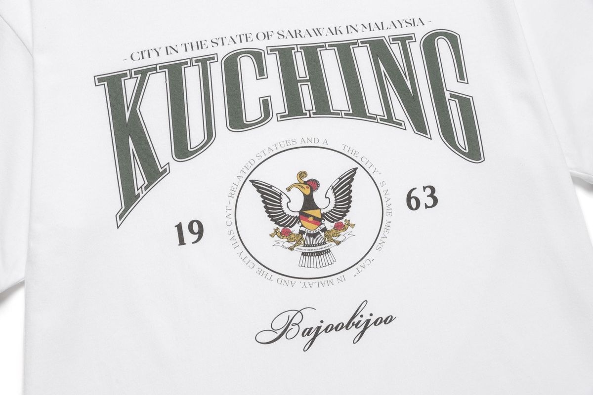 바쥬비쥬(BAJOO BIJOO) KUCHING RINGER T-SHIRT [WHITE-GREEN]