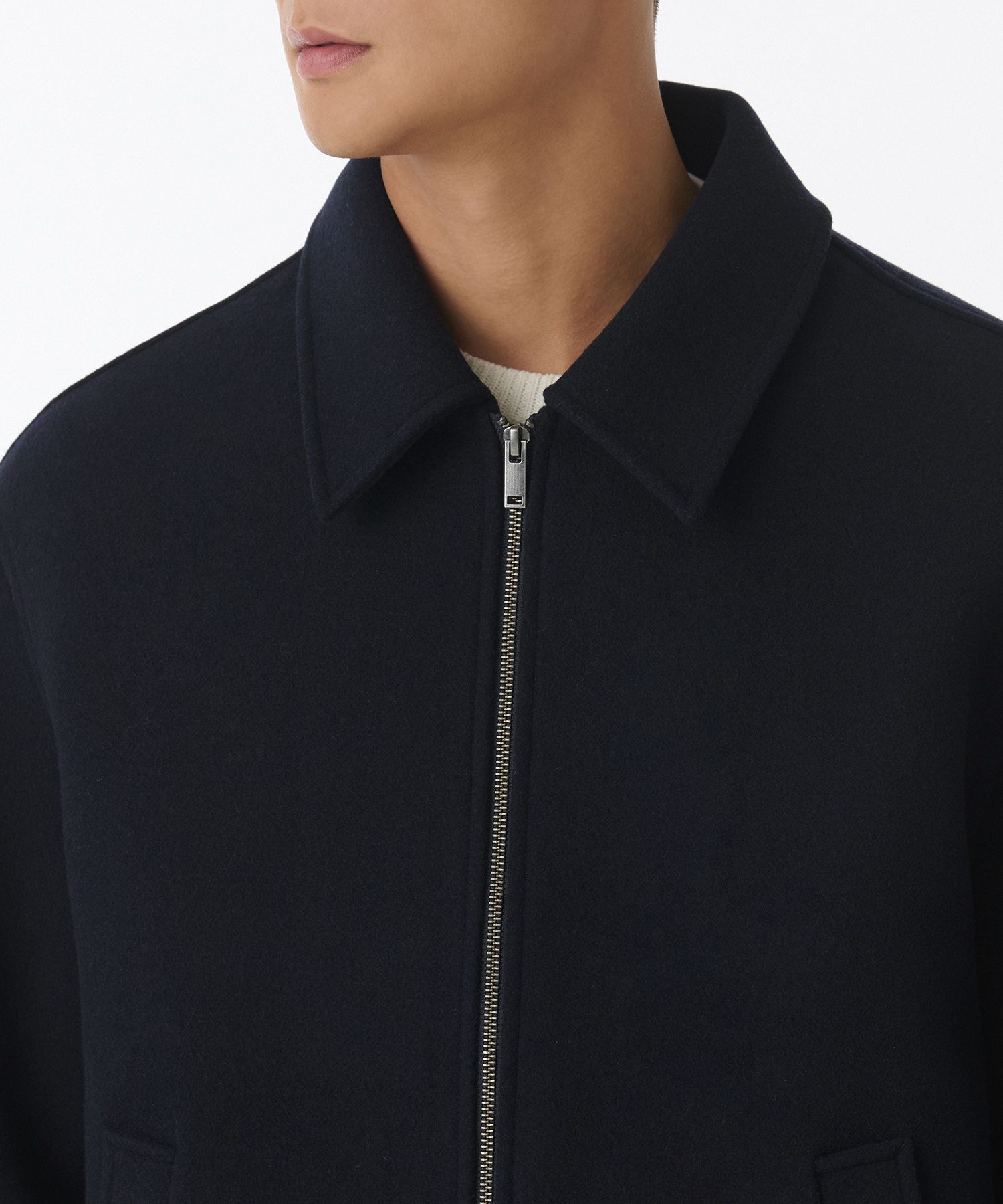 ブルゾン MUSINSA STANDARD Wool blend minimal blouson jacket navy MMCU MUSINSA | MUSINSA STANDARD Wool Blend Minimal Blue Jacket [Navy]