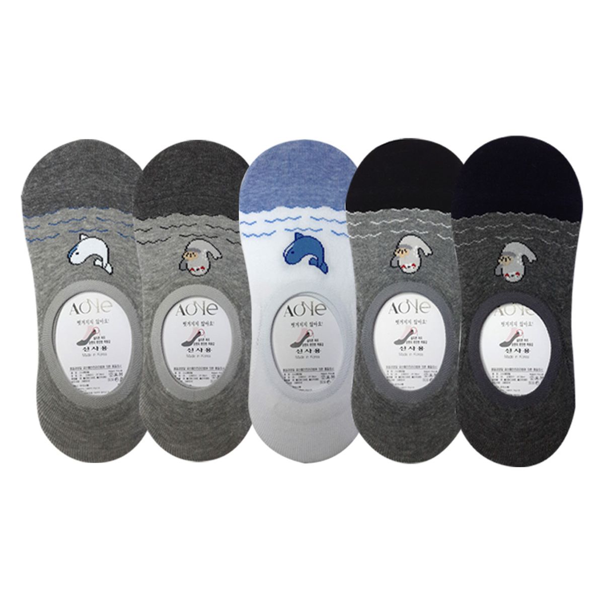 에이원(AONE) [5pack] 남성 실속형 캐주얼 실리콘 페이크 덧신