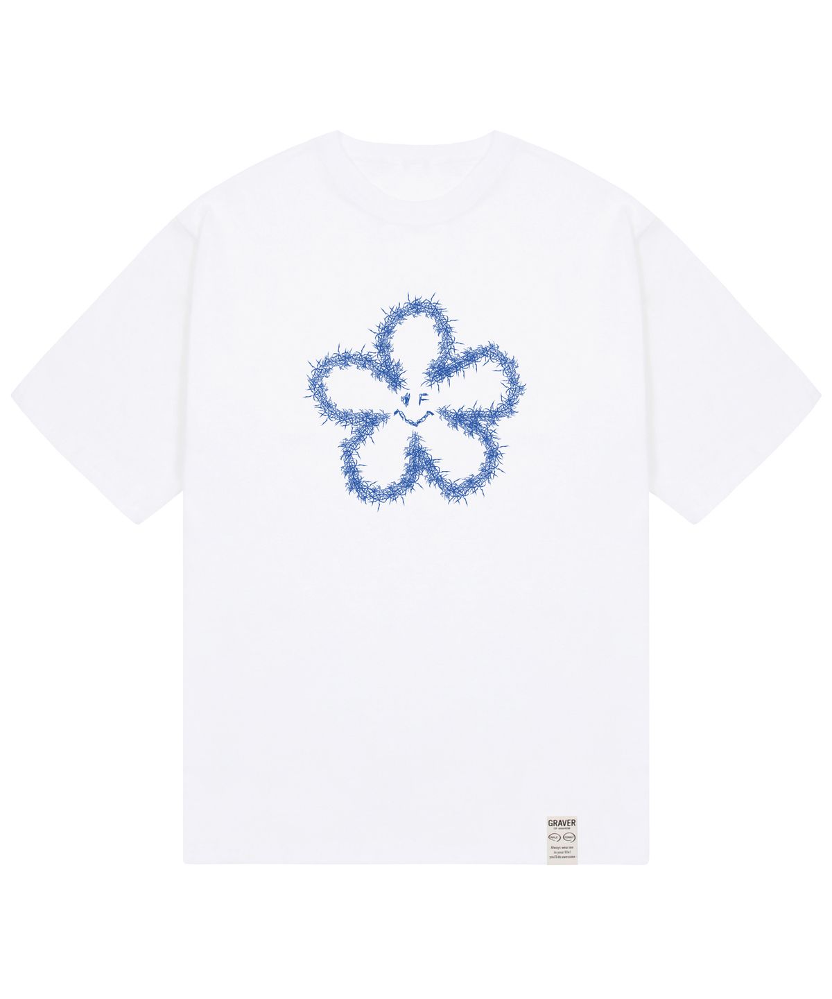 그레이버(GRAVER) [UNISEX]가시 플라워 반팔티_화이트