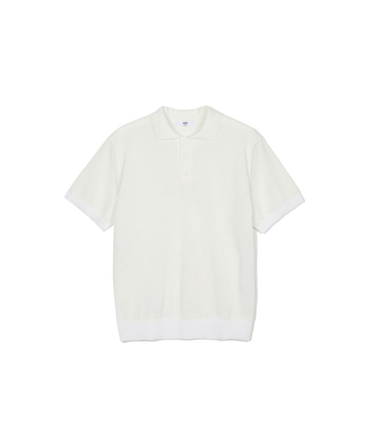 노티그(NOTIG) 코튼혼방 솔리드 피케조직 카라니트 화이트_OKS3SWTS103A1