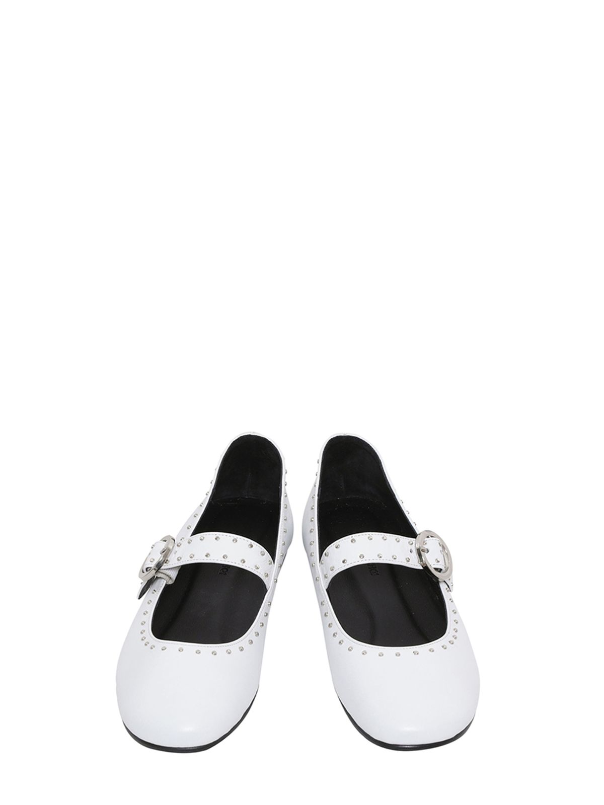 슈바이초이(SHOEBYCHOI) 스터드 발레리나 플랫 슈즈 (1cm)_화이트,블랙, 샌드베이지