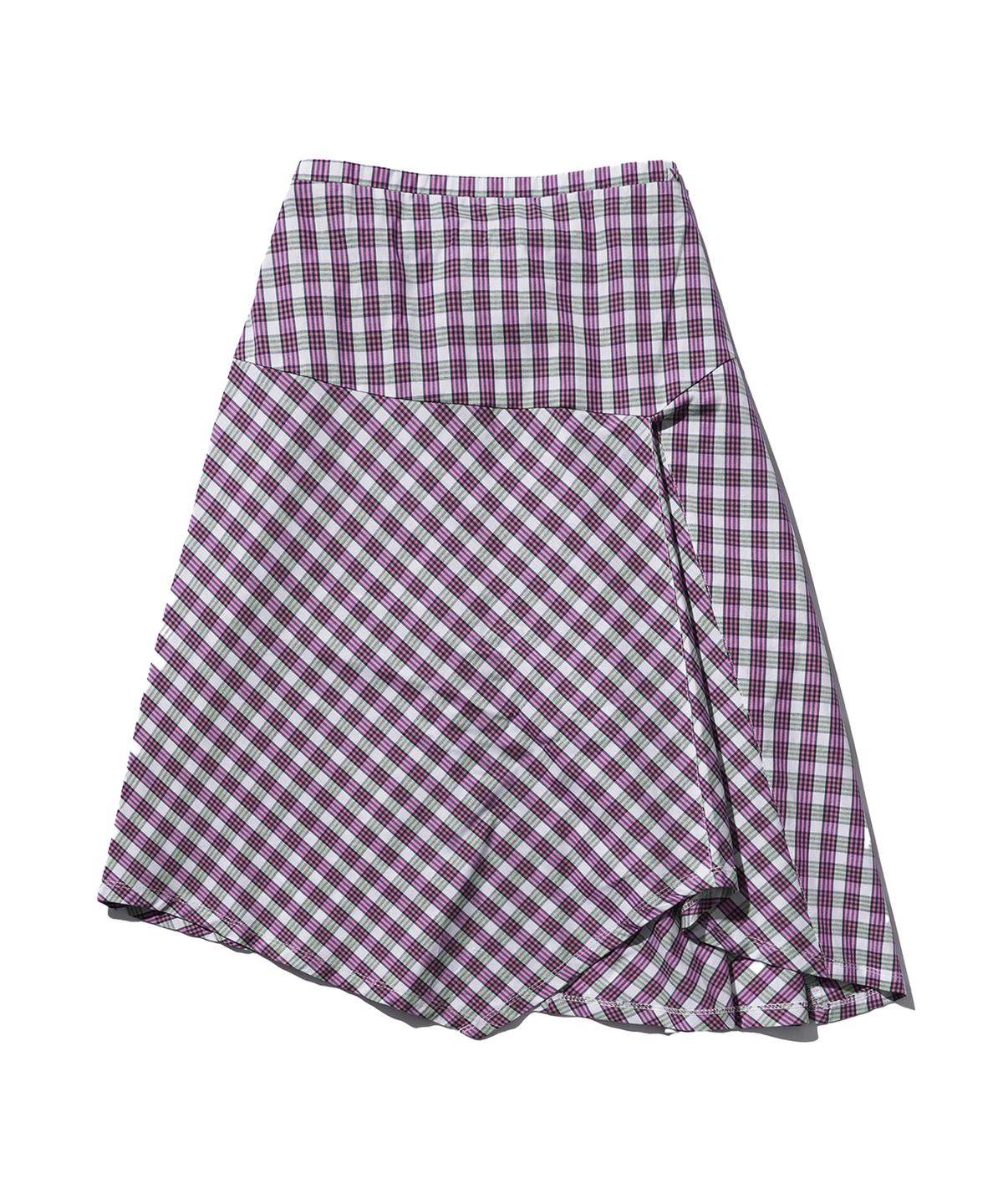 포에브(POEV) Checked Asymmetric Skirt - Pink