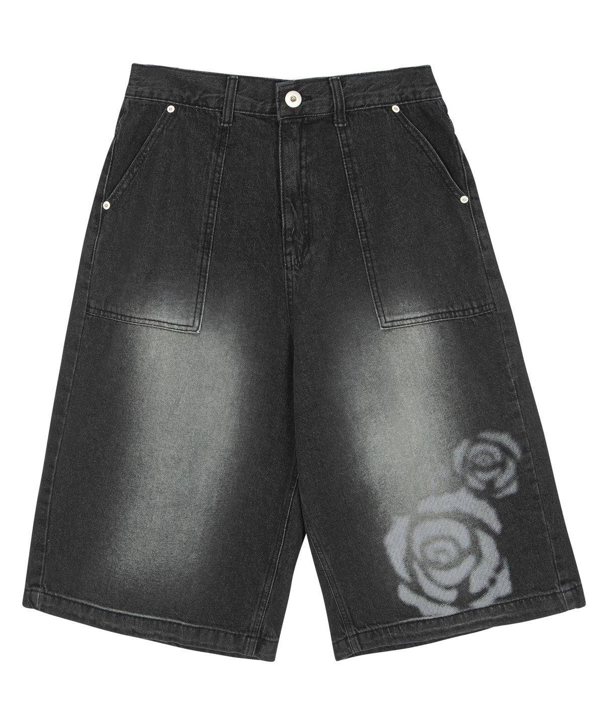 미스룰즈(MISSLULZ) Fire Rose Bermuda Denim Pants Black
