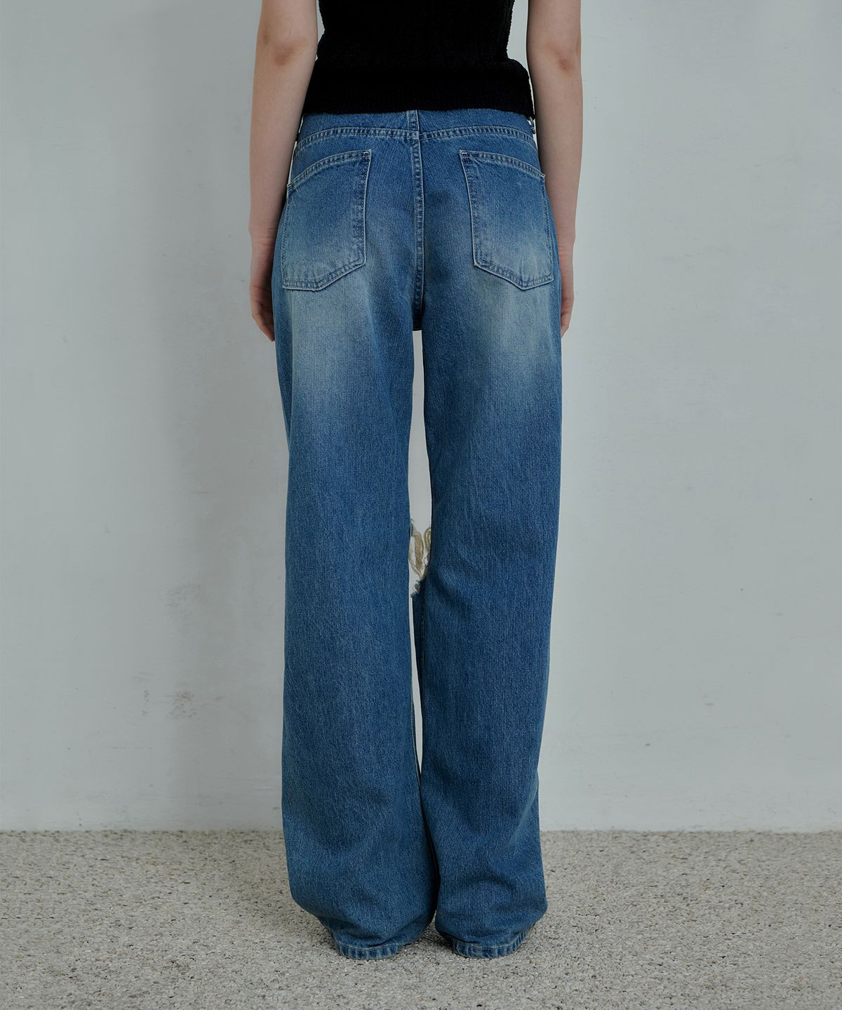 판도라핏(PANDORAFIT) [WIDE] Jack Damage Jeans