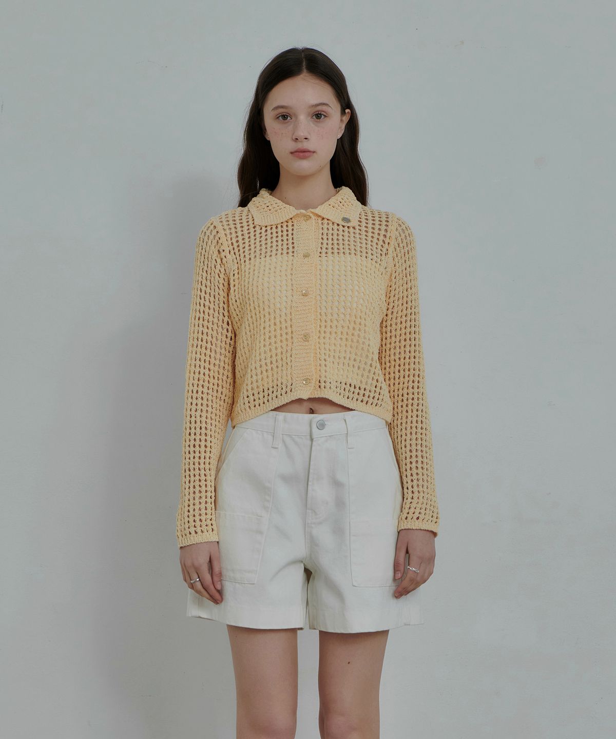 판도라핏(PANDORAFIT) Staple Punching Collar Cardigan
