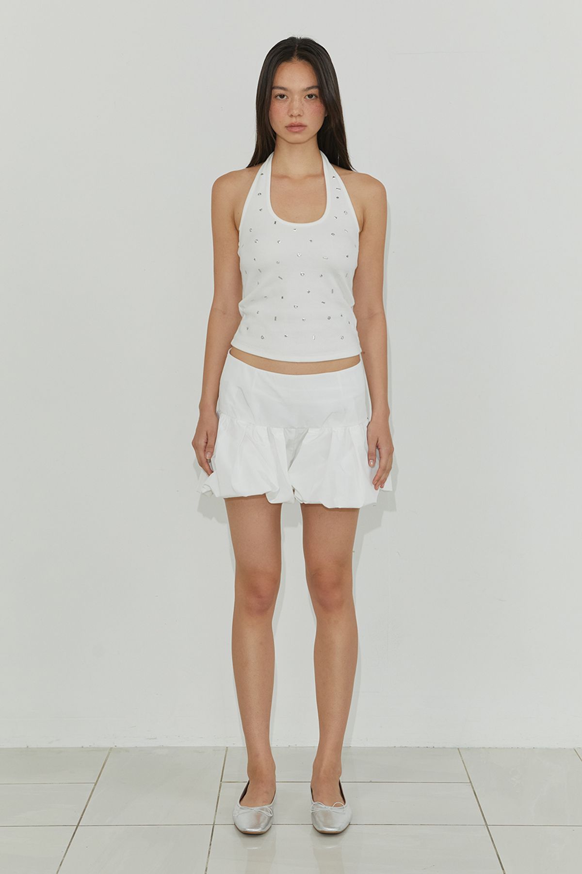 모어댄파라다이스(MORE THAN PARADISE) BUBBLE HEM SHORTS / IVORY