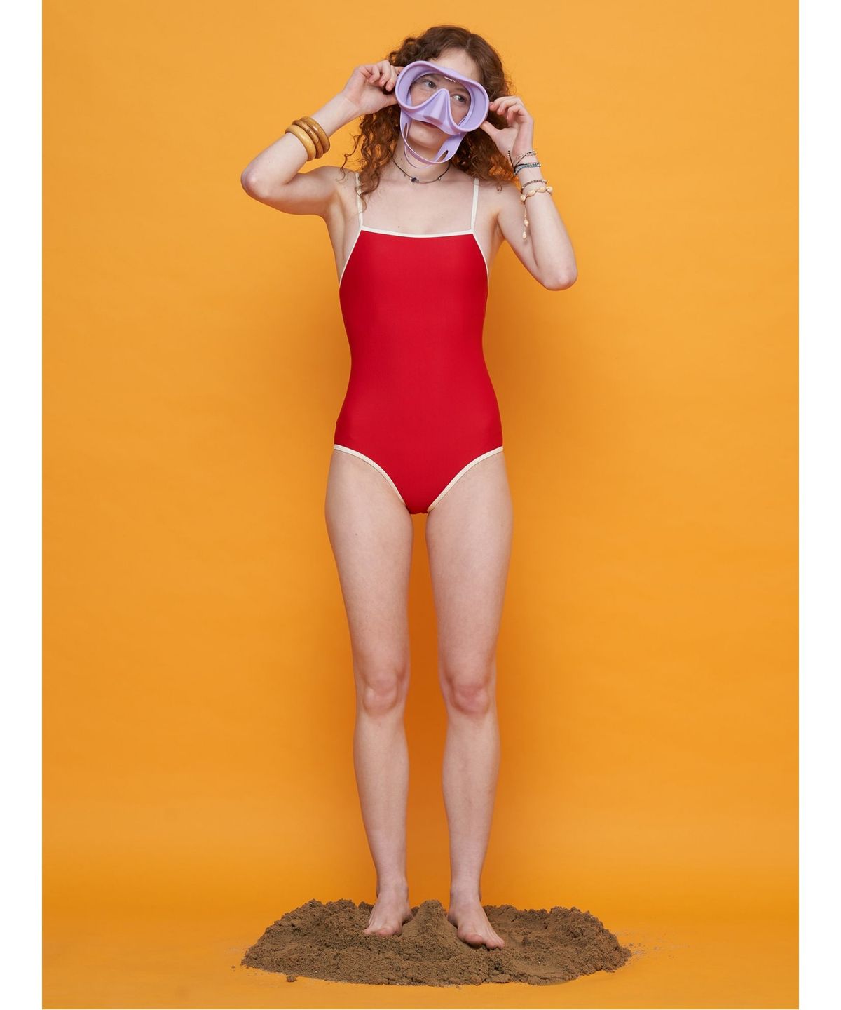 샌드 사운드(SAND SOUND) Lip Tissue Tube Silhouette Dress Swimsuit  Red