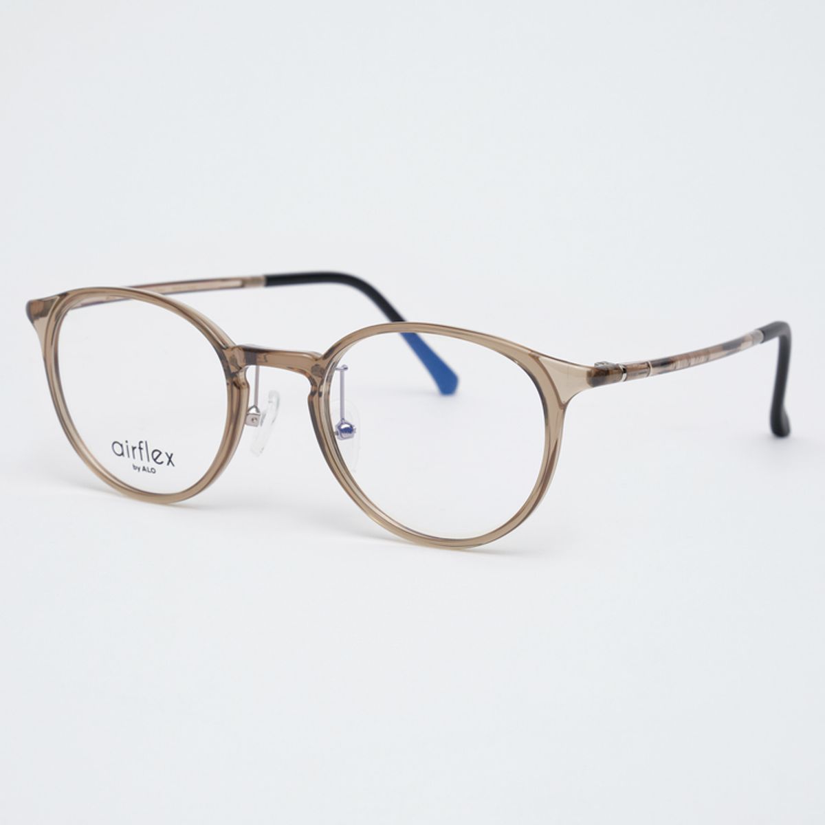 알로아이웨어(ALO EYEWEAR) [AIR FLEX] AL6401 1313G 에어플렉스 초경량_투명카키 라운드 안경테_블루라이트 렌즈 선택