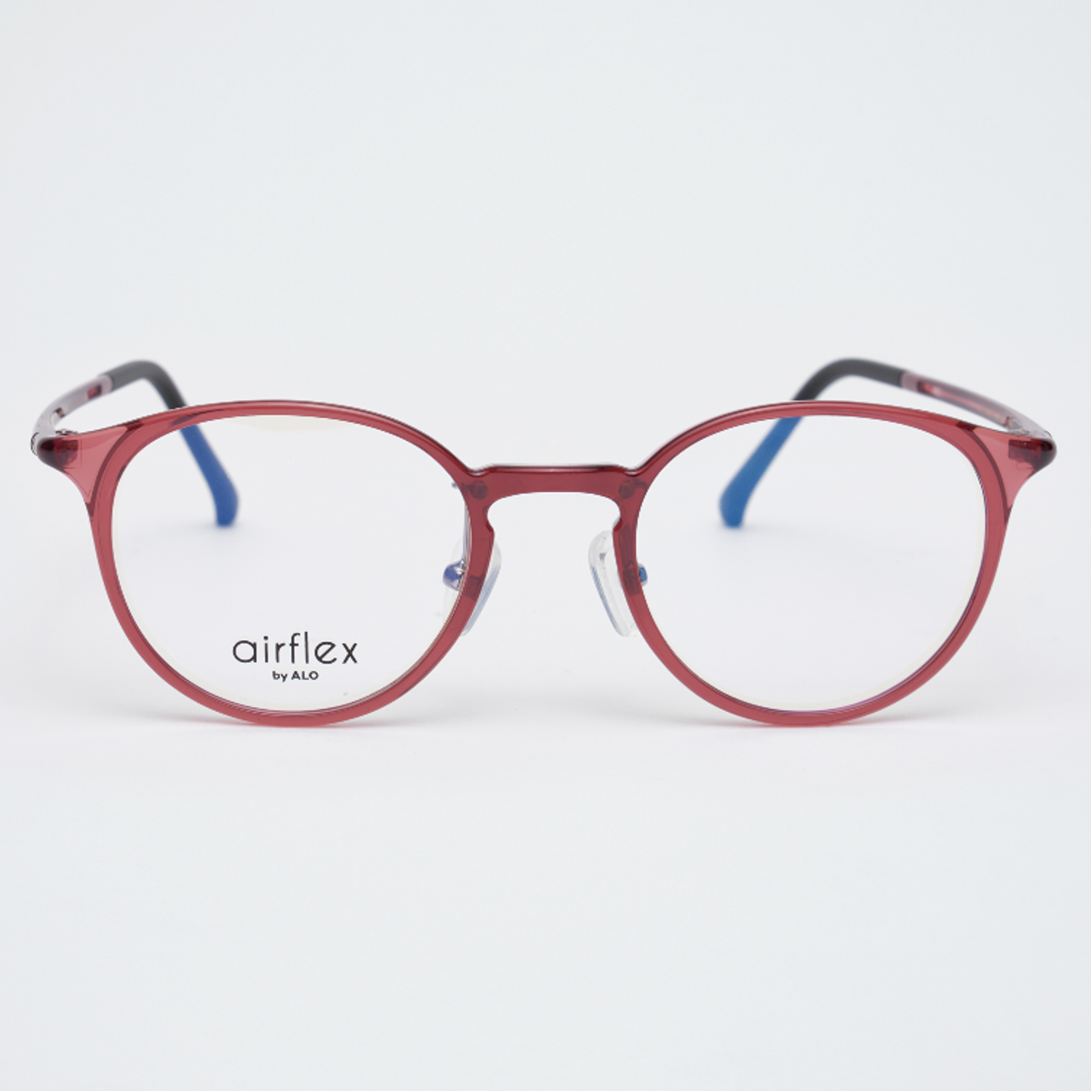 알로아이웨어(ALO EYEWEAR) [AIR FLEX] AL6401 1515G 에어플렉스 초경량_투명레드 라운드 안경테_블루라이트 렌즈 선택