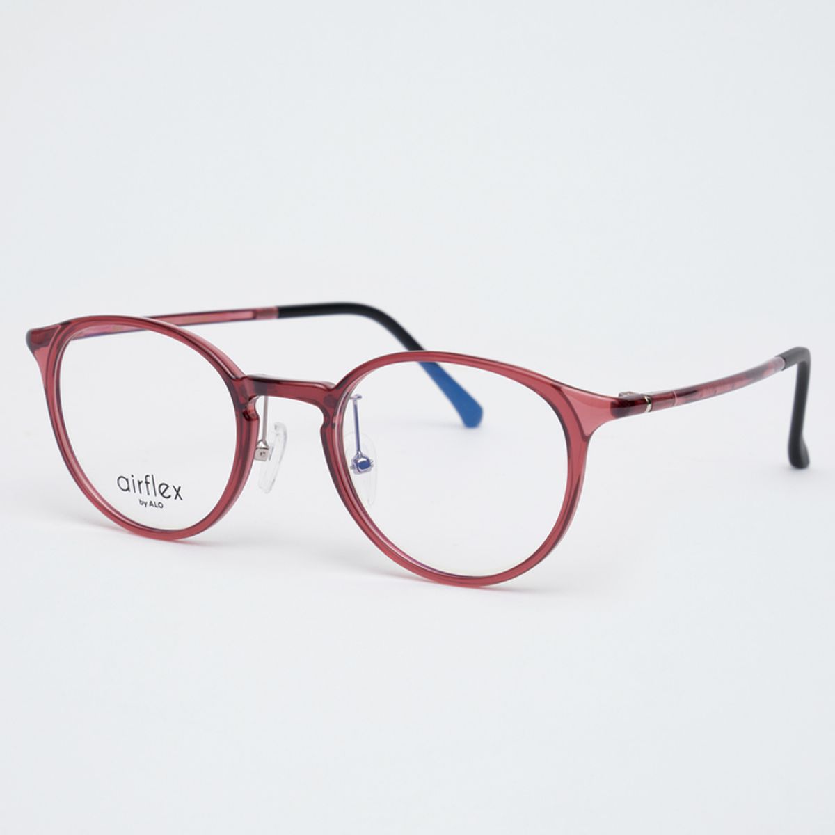 알로아이웨어(ALO EYEWEAR) [AIR FLEX] AL6401 1515G 에어플렉스 초경량_투명레드 라운드 안경테_블루라이트 렌즈 선택