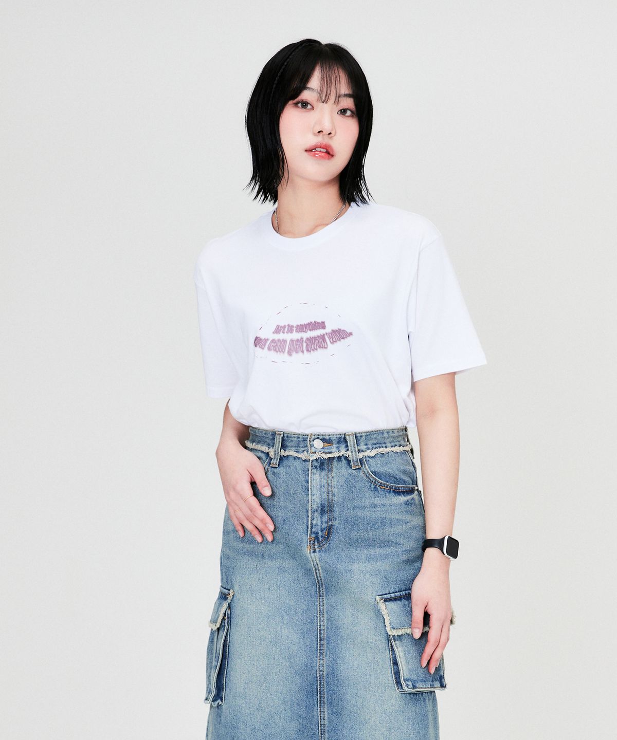 쿠톤(QUTON) [SET]스머징 헤비 반팔티셔츠 2COLOR