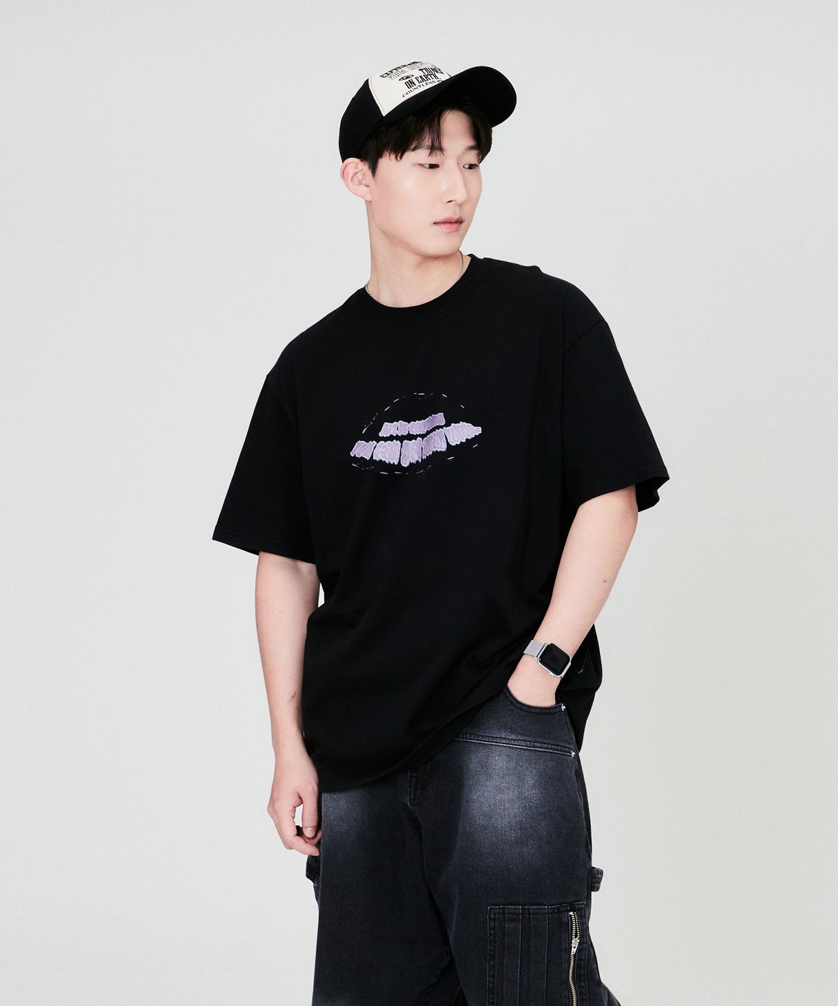 쿠톤(QUTON) [SET]스머징 헤비 반팔티셔츠 2COLOR