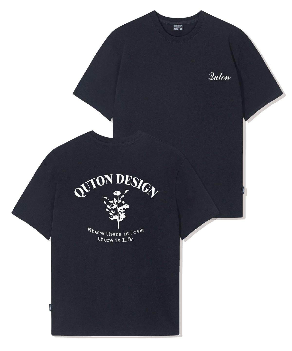 쿠톤(QUTON) [SET]백레터링 헤비 반팔티셔츠 2COLOR