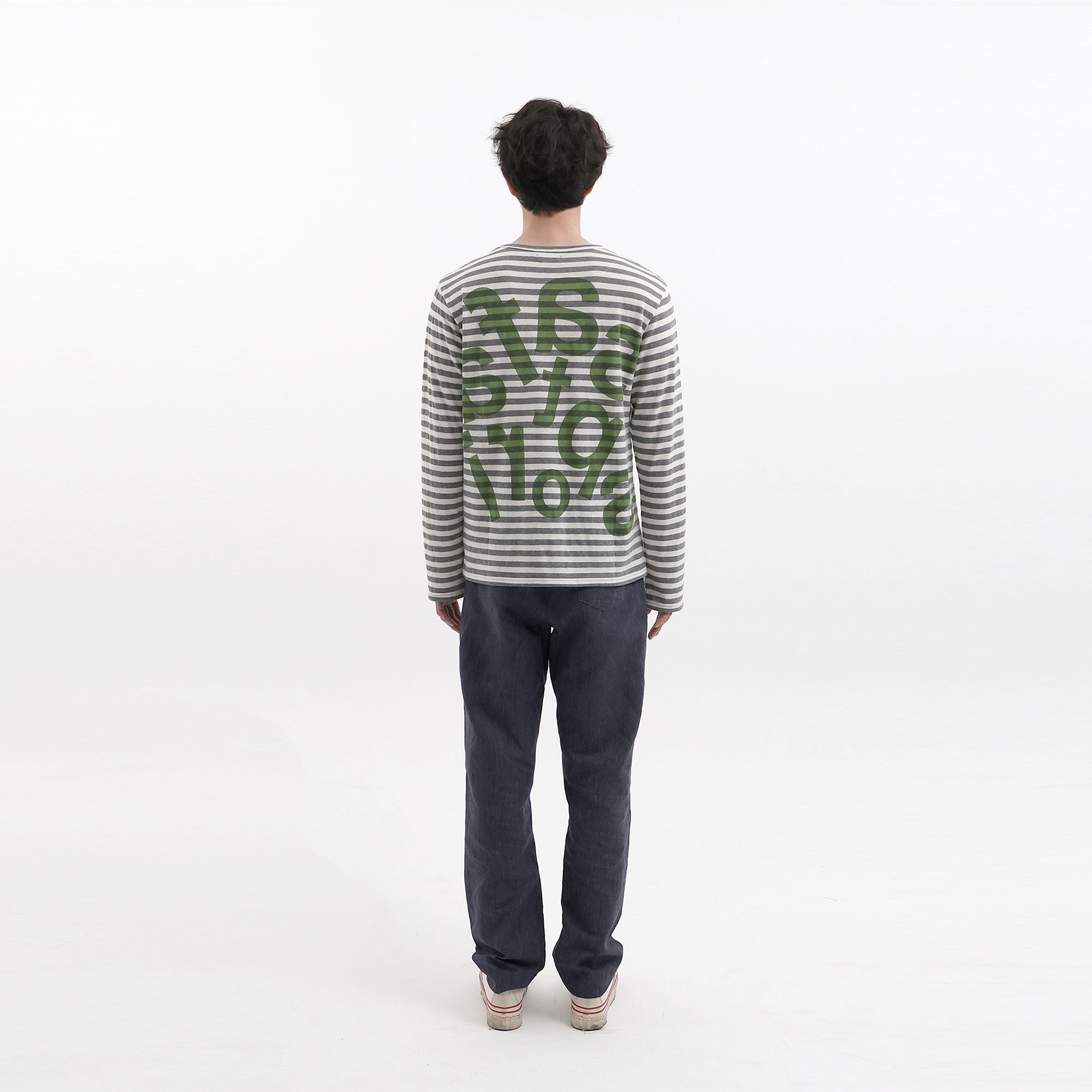 MUSINSA公式 | SAFARISPOT Ticketing Stripe Border Tee (Gray)
