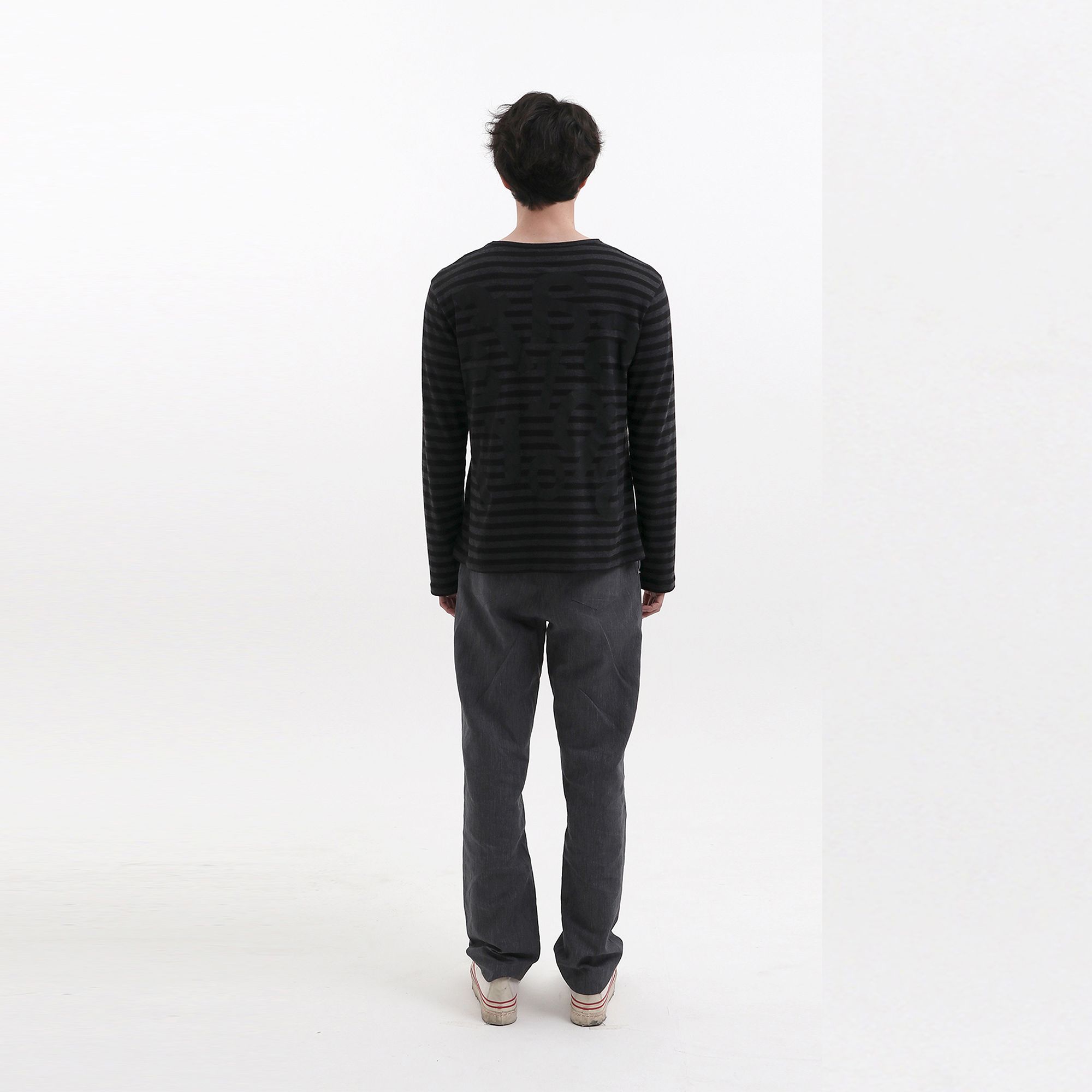 SAFARISPOT ■ Ticketing Stripe Border Tee 1/2 TICKETING STRIPE BORDER TEE (GREY) - safarispot | 60