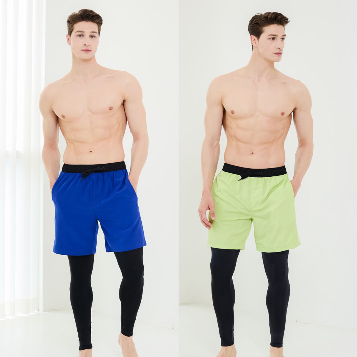 베이직엘르(BASIC ELLE) 워터레깅스 일체형 기능성 비치 반바지 BEM-X923