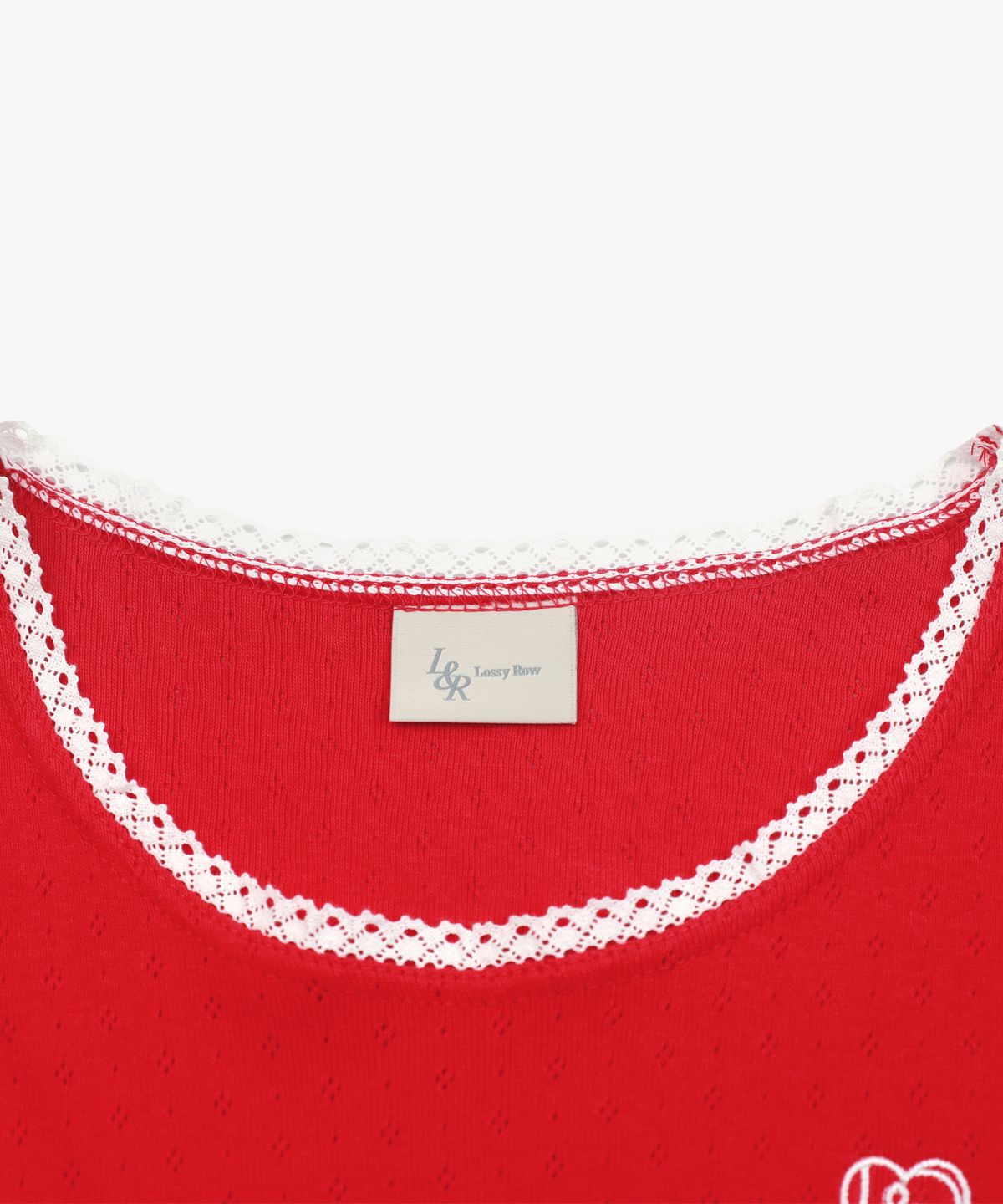 로시로우(LOSSYROW) Lace eyelet sleeveless shirt Red