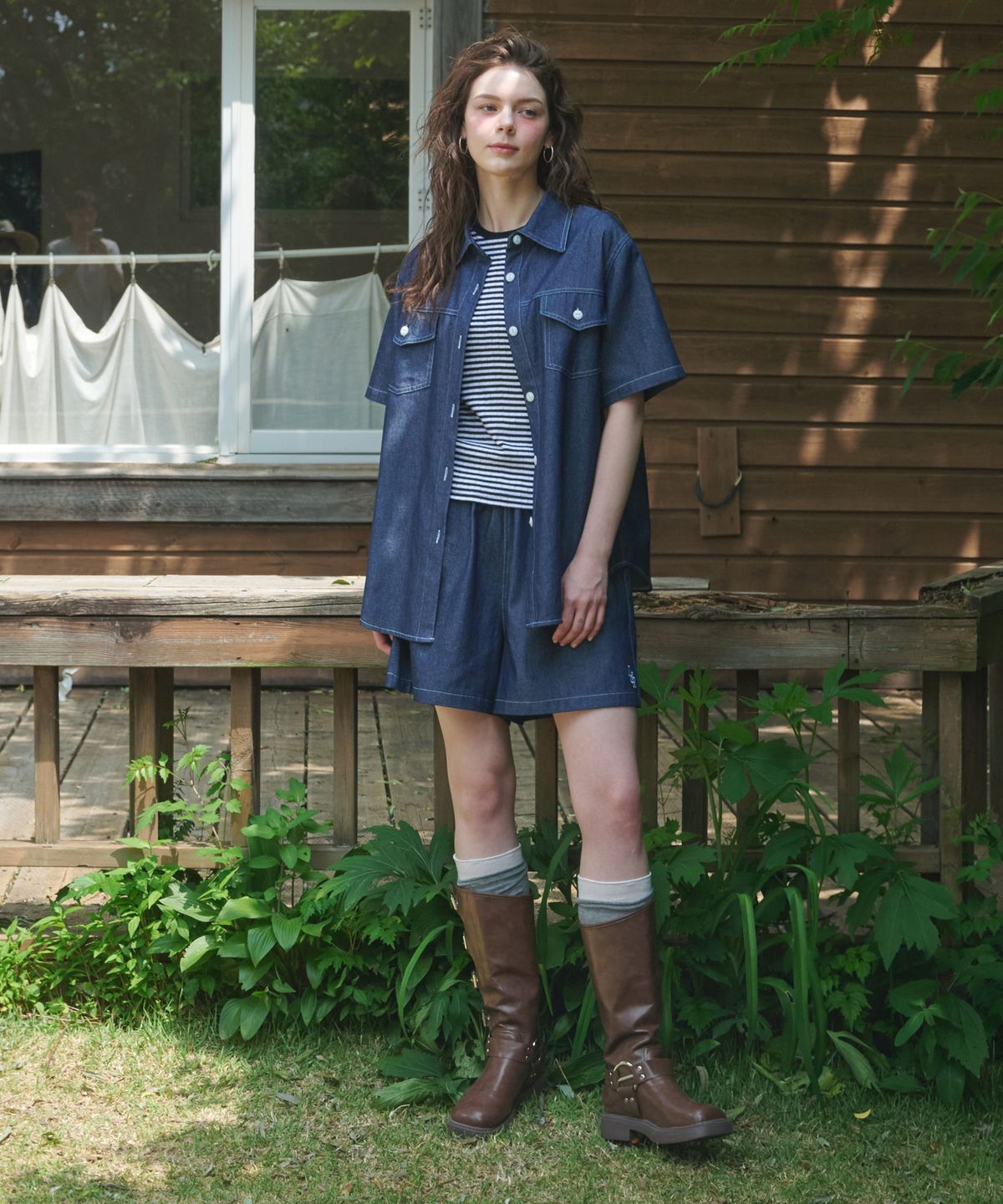 로시로우(LOSSYROW) L&R blue sea water denim shirts DeepBlue