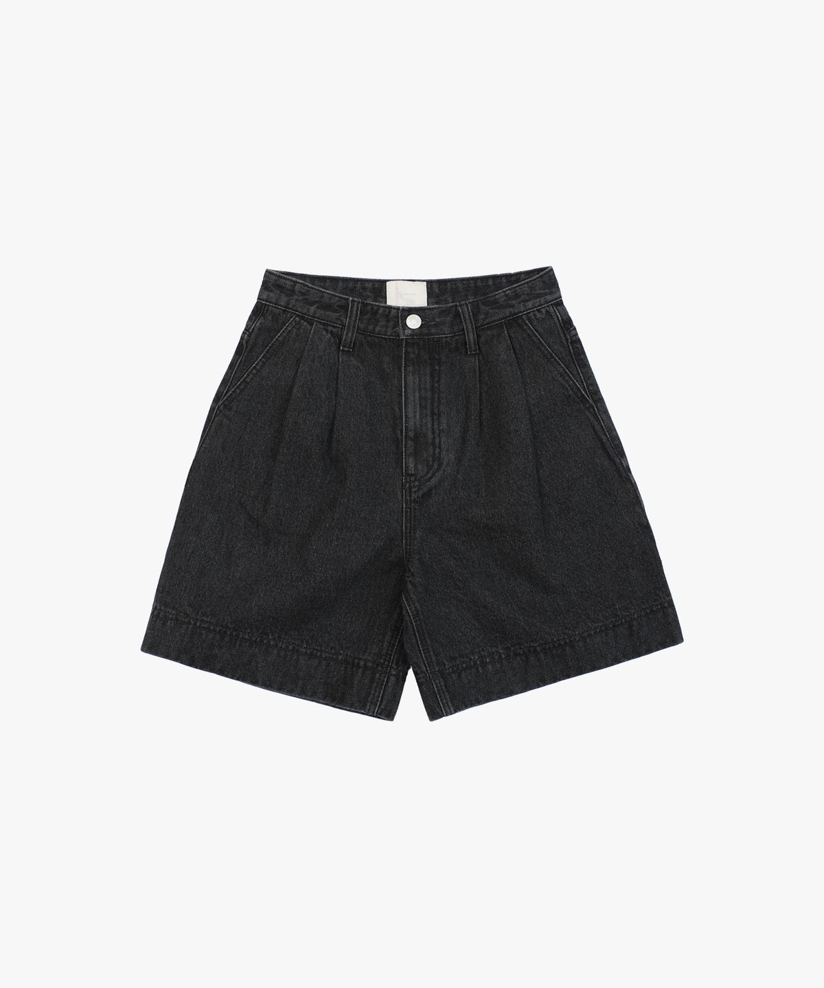 로시로우(LOSSYROW) Two-tuck wide denim shorts Black