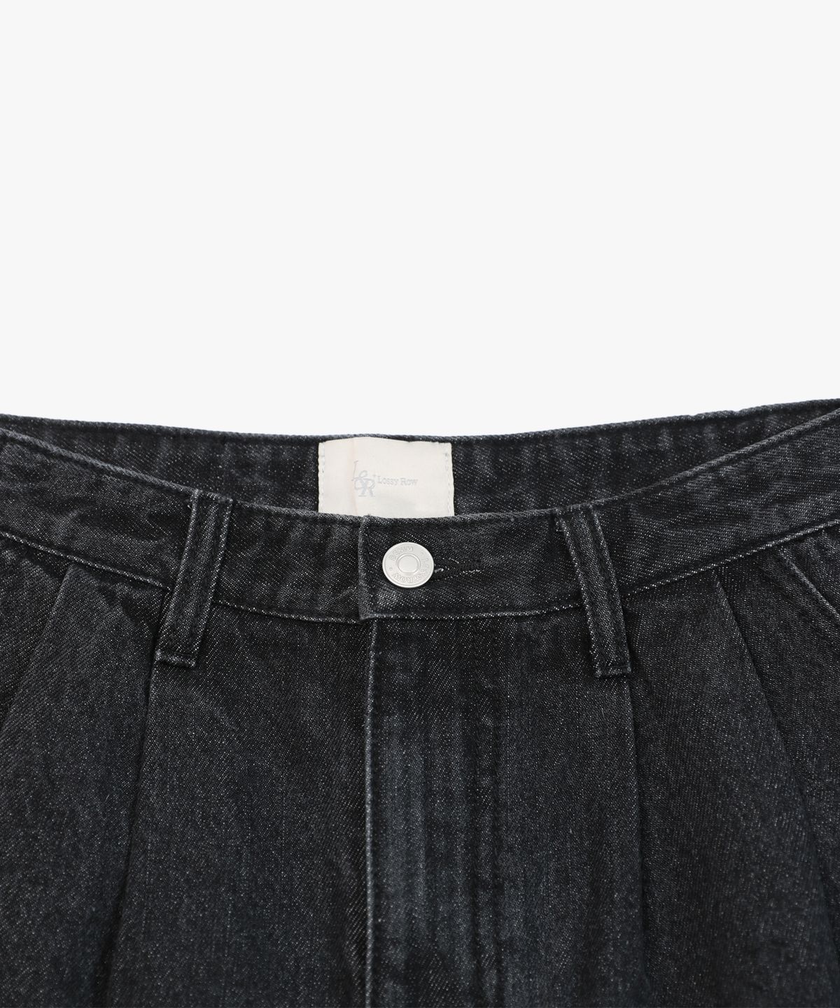 로시로우(LOSSYROW) Two-tuck wide denim shorts Black