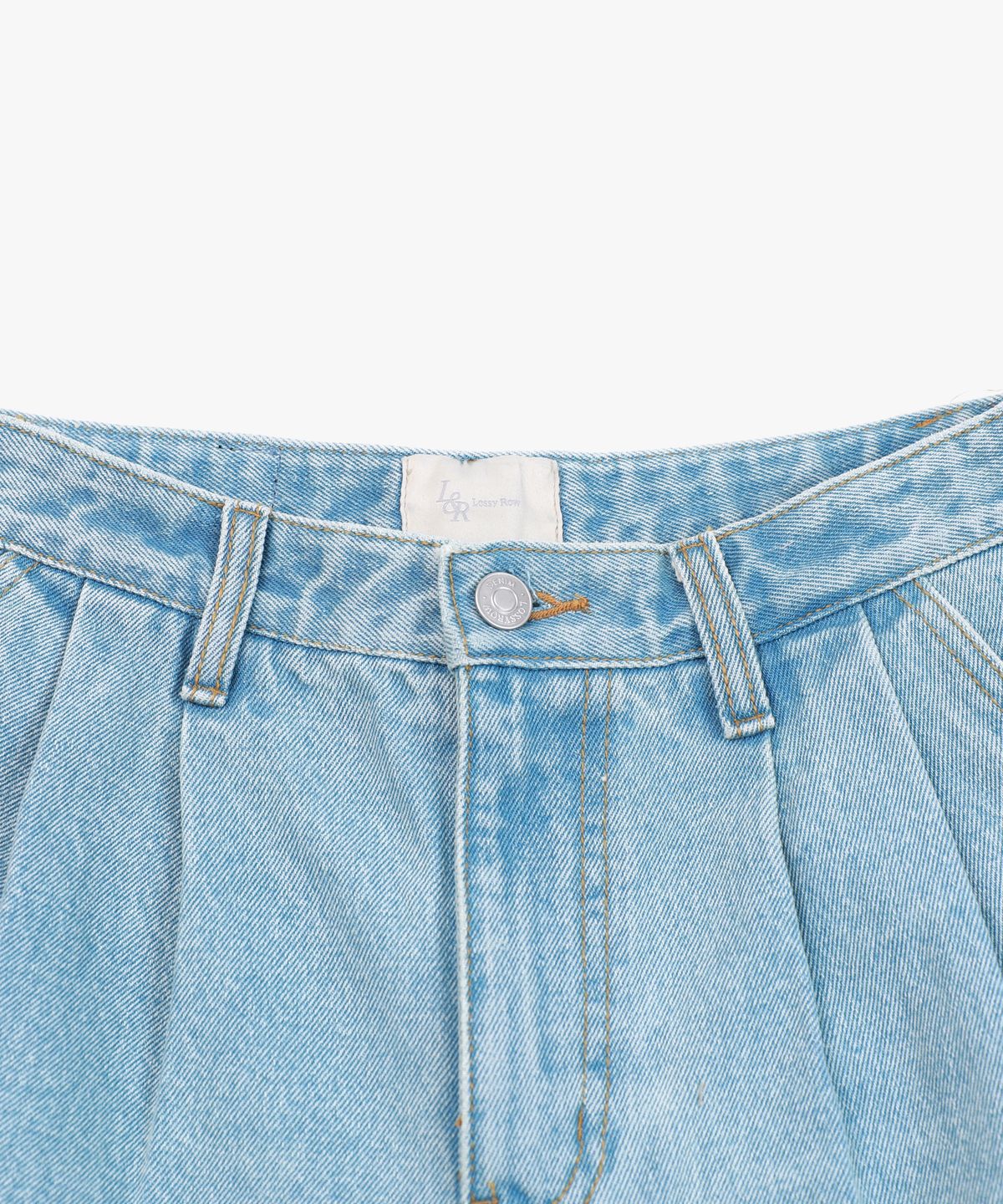 로시로우(LOSSYROW) Two-tuck wide denim shorts Light Blue