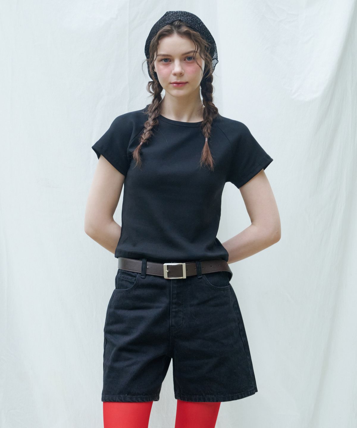 로시로우(LOSSYROW) Side-slit denim shorts Black
