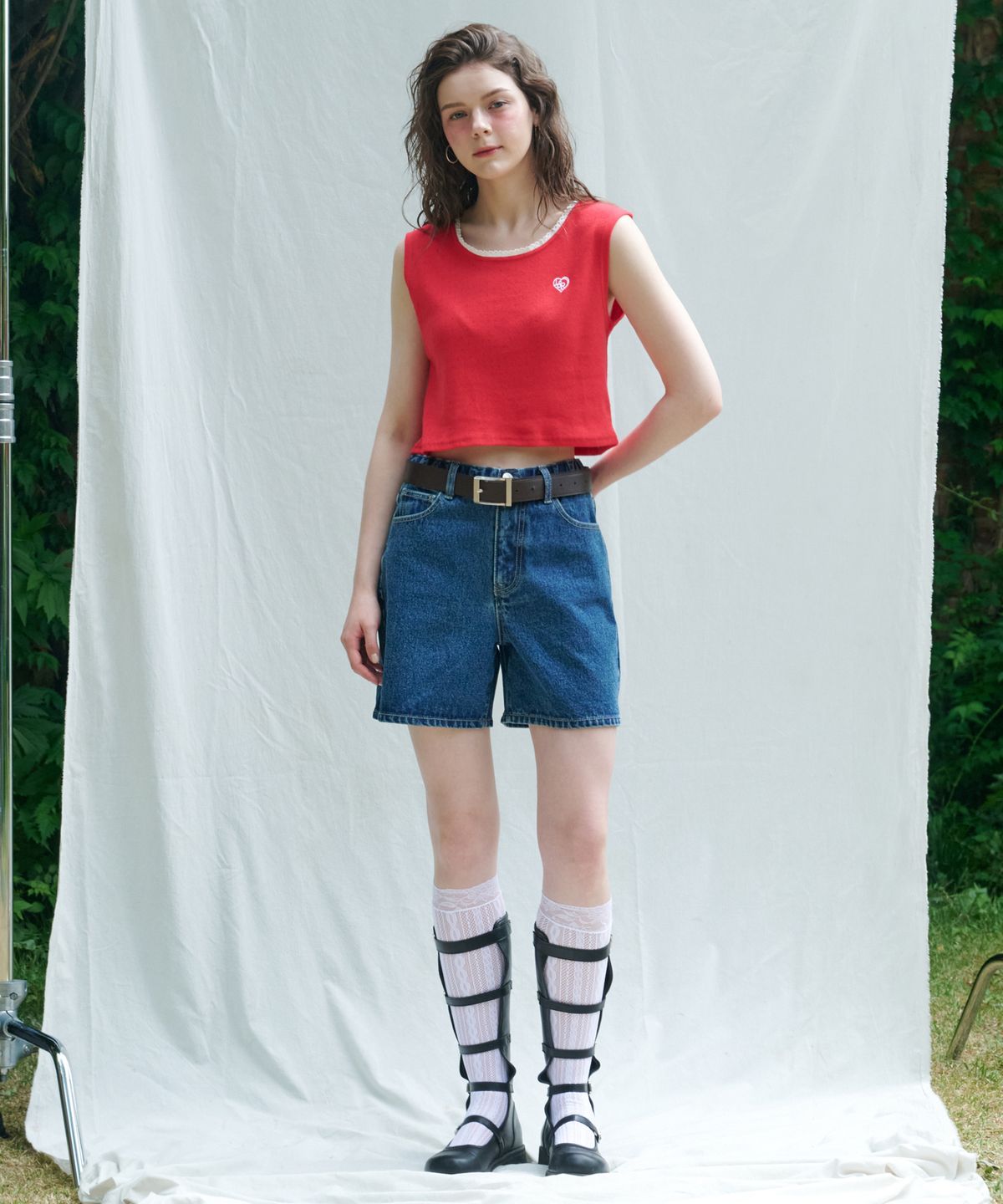 로시로우(LOSSYROW) Side-slit denim shorts Blue