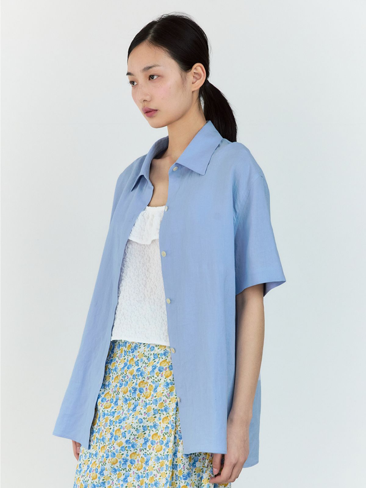 시엔느(SIENNE) Amanda Linen Shirt (Sky Blue)