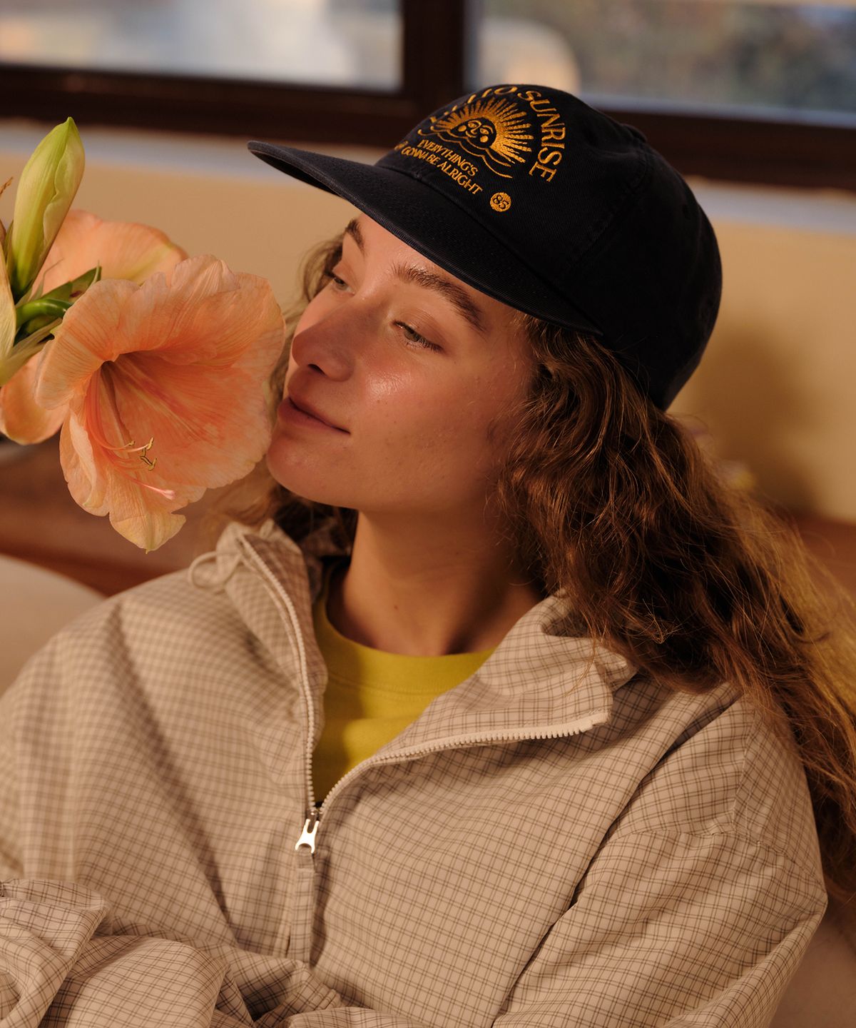 헬로 선라이즈(HELLO SUNRISE) Washed HS Arch Logo 6Panel Cap_Navy/Orange