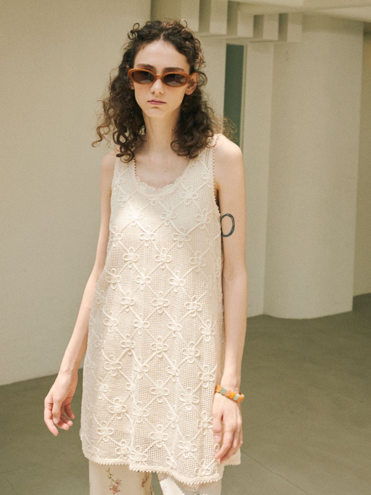 오앨(OUEL) CROCHETLACE MINI DRESS_IVORY