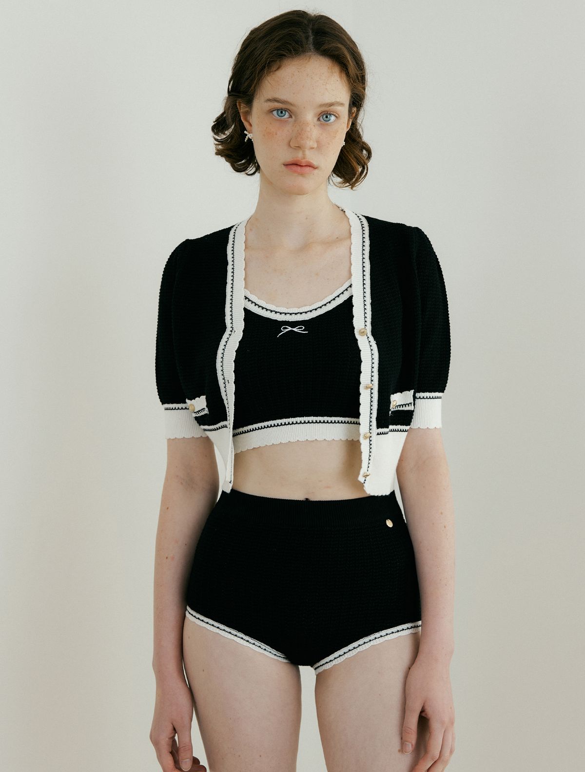 루시르주(LUCIR ZU) Lovable Knit SwimSuit (3piece Set) (black)