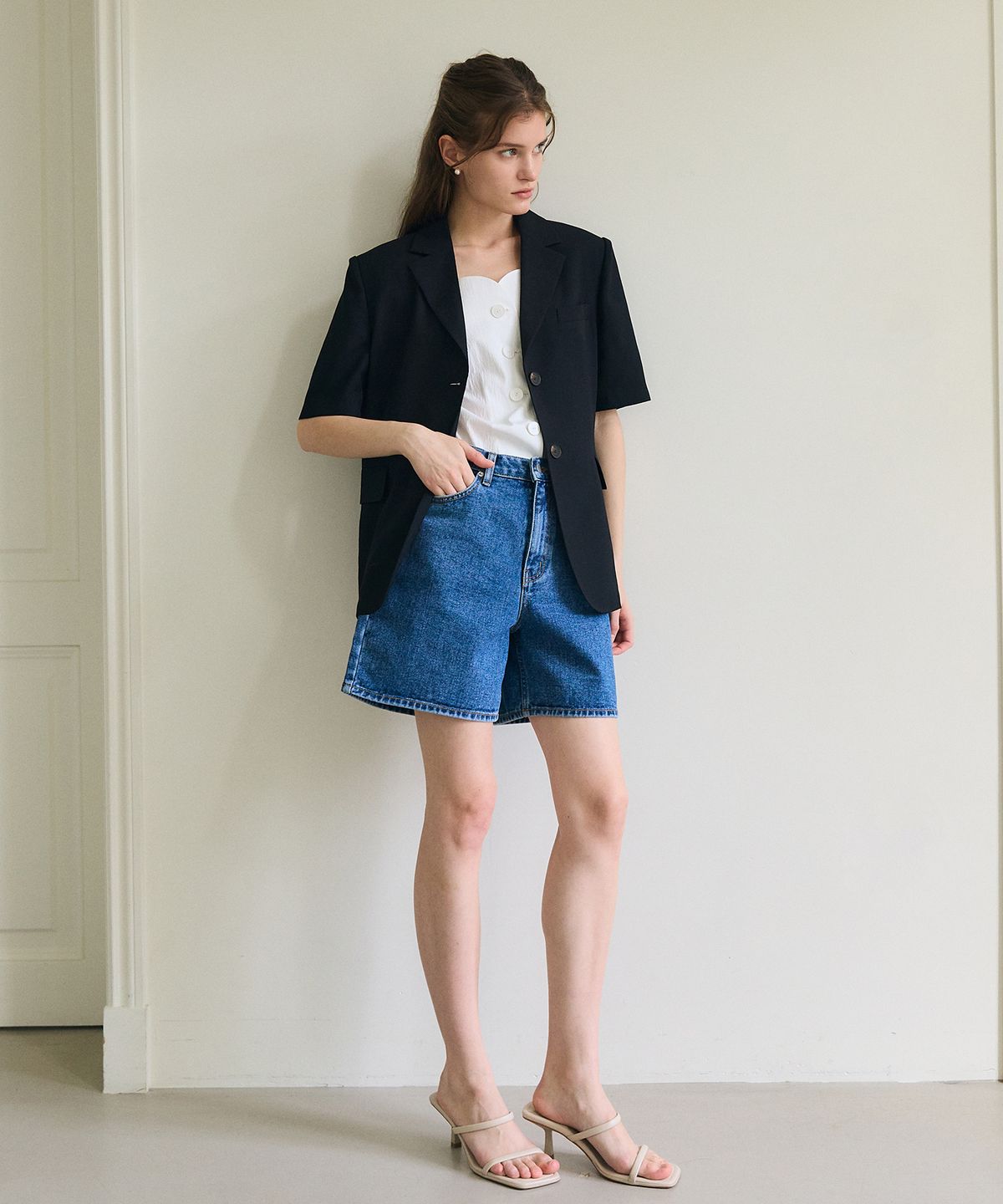 폴앤앨리스(PAUL&ALICE) HALF DENIM PANTS / BLUE