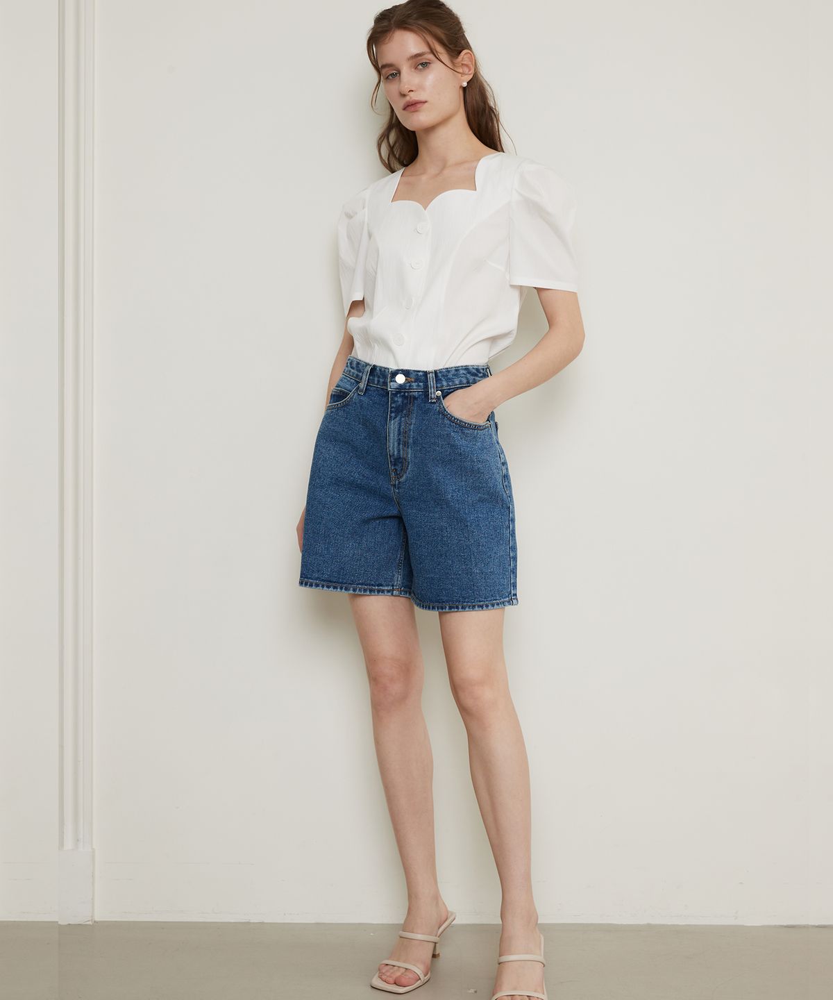폴앤앨리스(PAUL&ALICE) HALF DENIM PANTS / BLUE