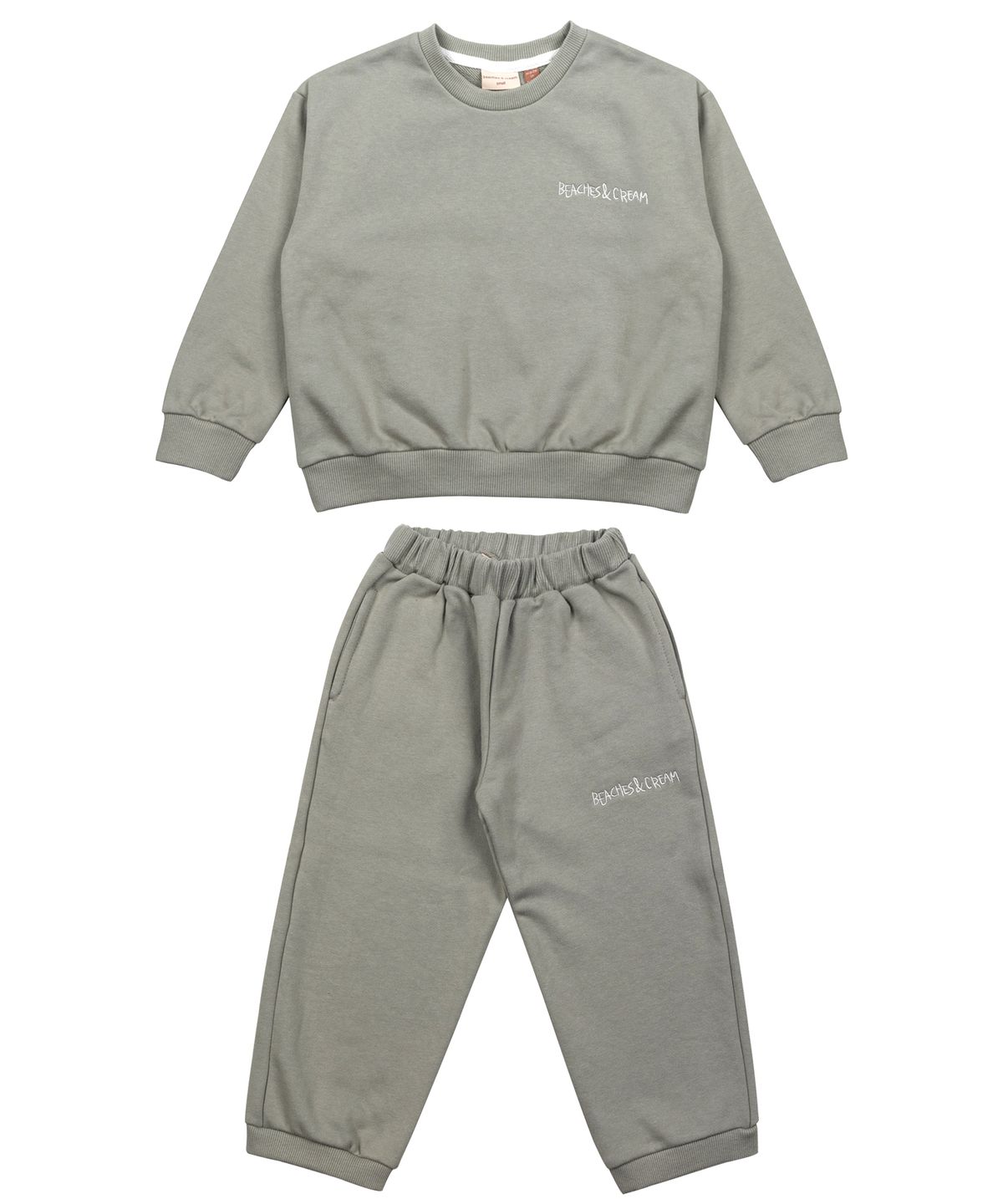 비치스앤 크림 키즈(BEACHESAND CREAM KIDS) 스탠다드 맨투맨 트레이닝 셋업 - 그레이시 카키 (Standard MTM Training Set-up Grayish Khaki)