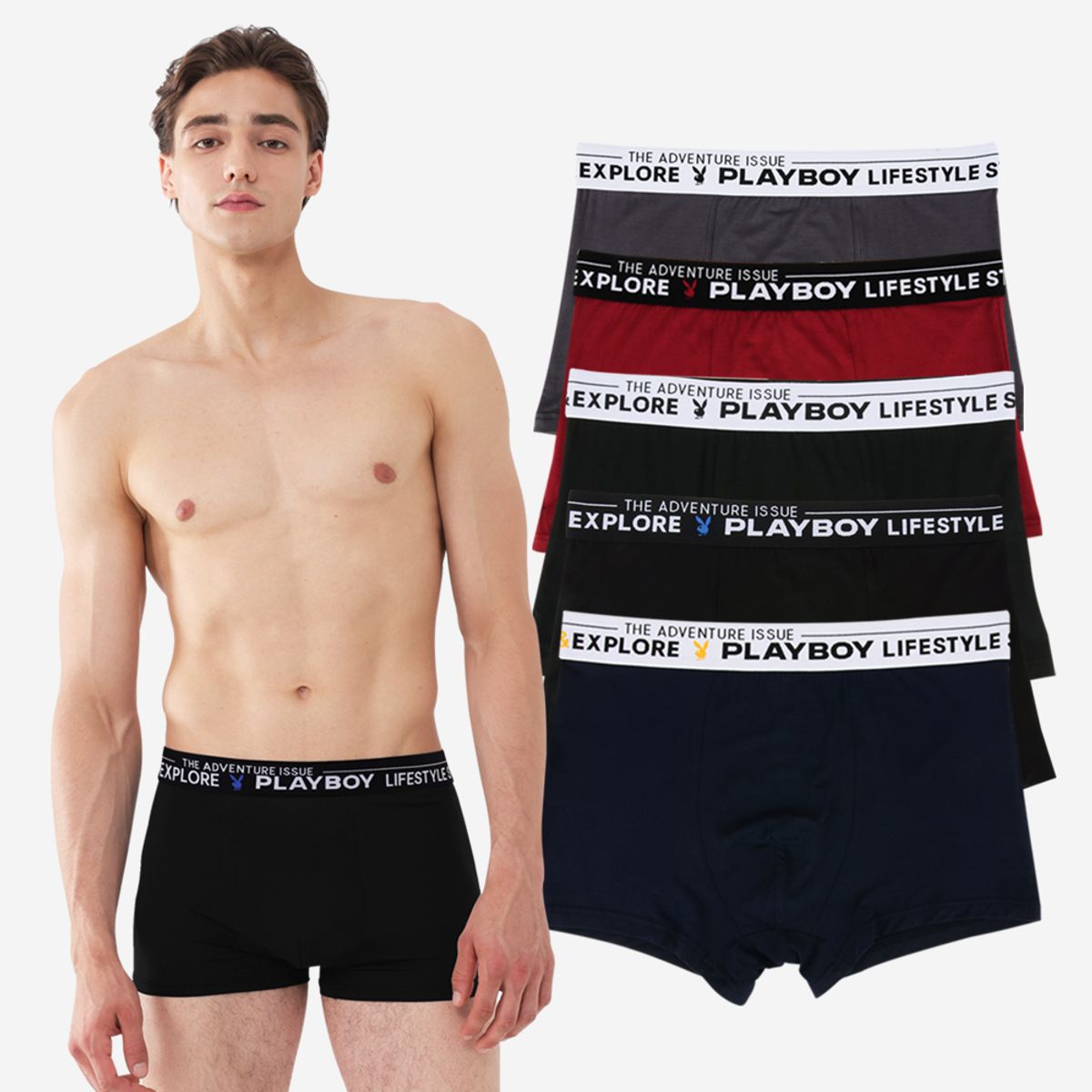 플레이보이(PLAYBOY) 남성 기능성 레이온 드로즈 5매입 세트 PMD2123