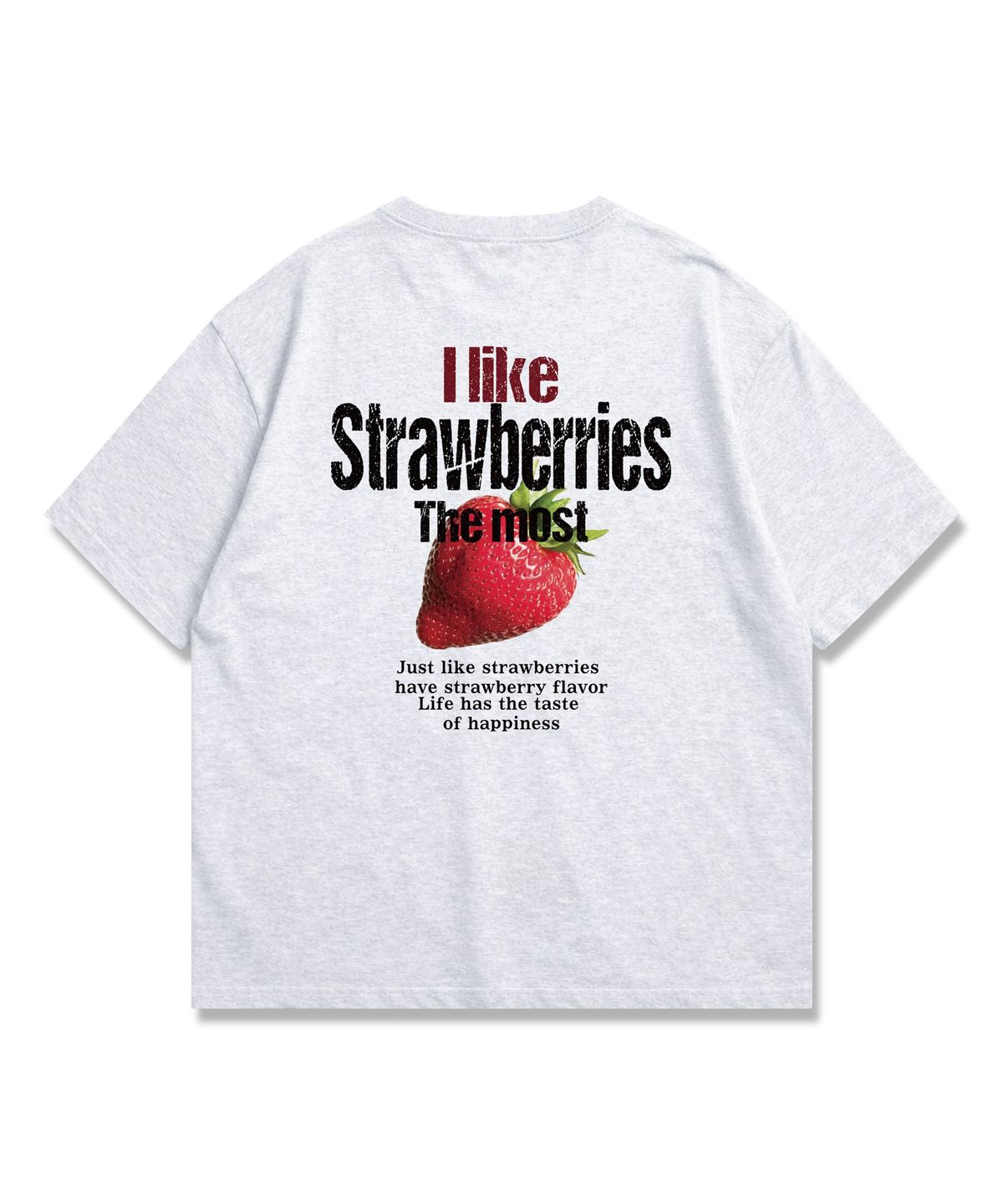 오리지널데이(ORIGINALDAY) Strawberry 그래픽 오버핏 반팔 티셔츠 White melange