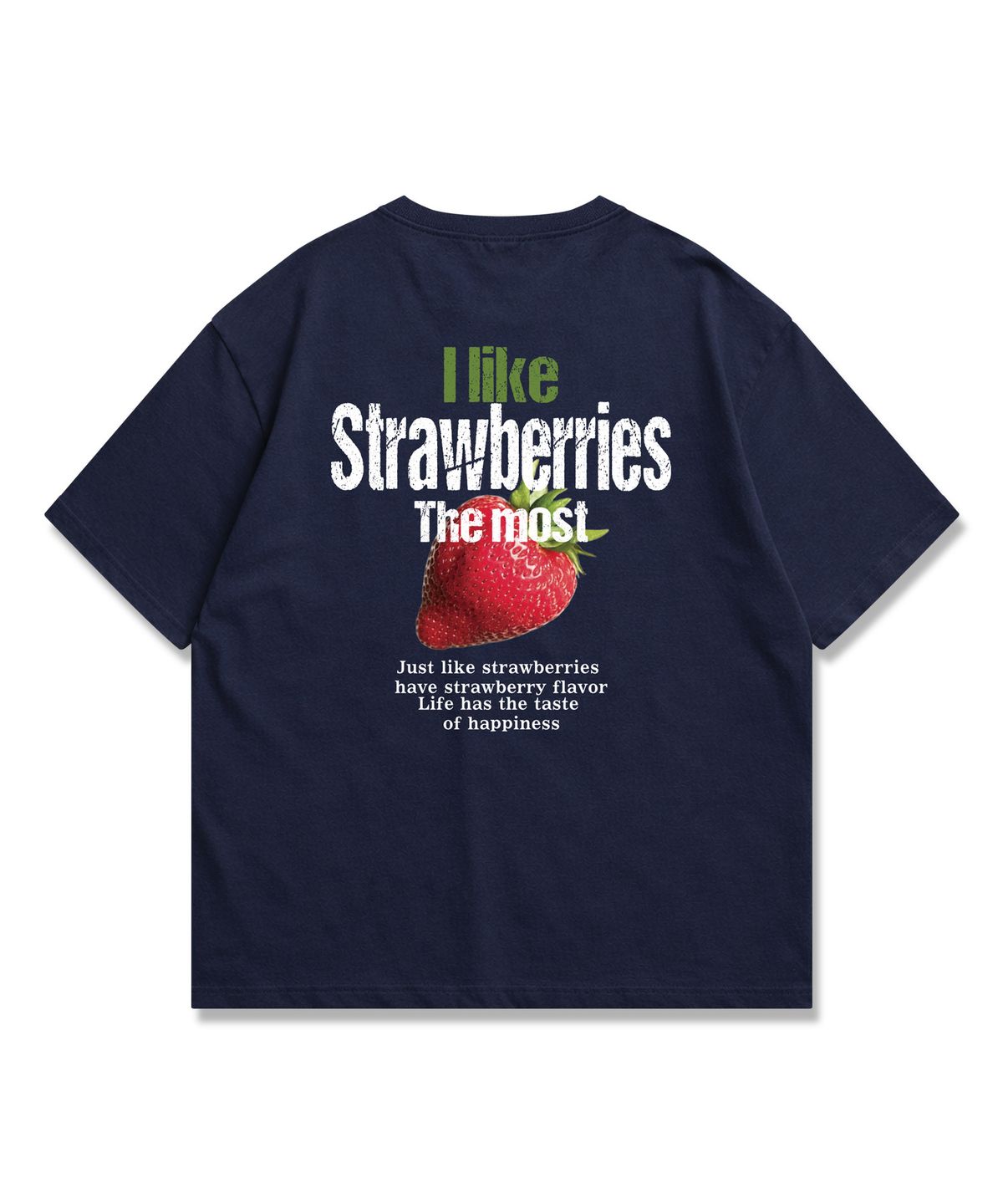오리지널데이(ORIGINALDAY) Strawberry 그래픽 오버핏 반팔 티셔츠 Navy