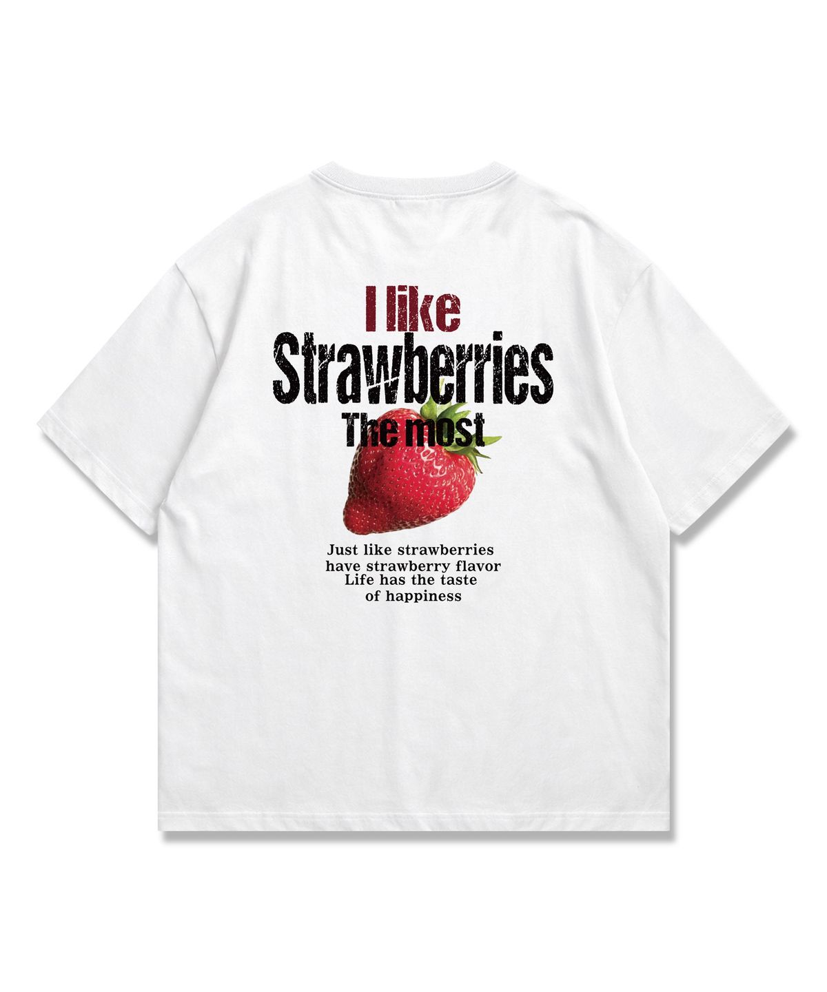 오리지널데이(ORIGINALDAY) Strawberry 그래픽 오버핏 반팔 티셔츠 White