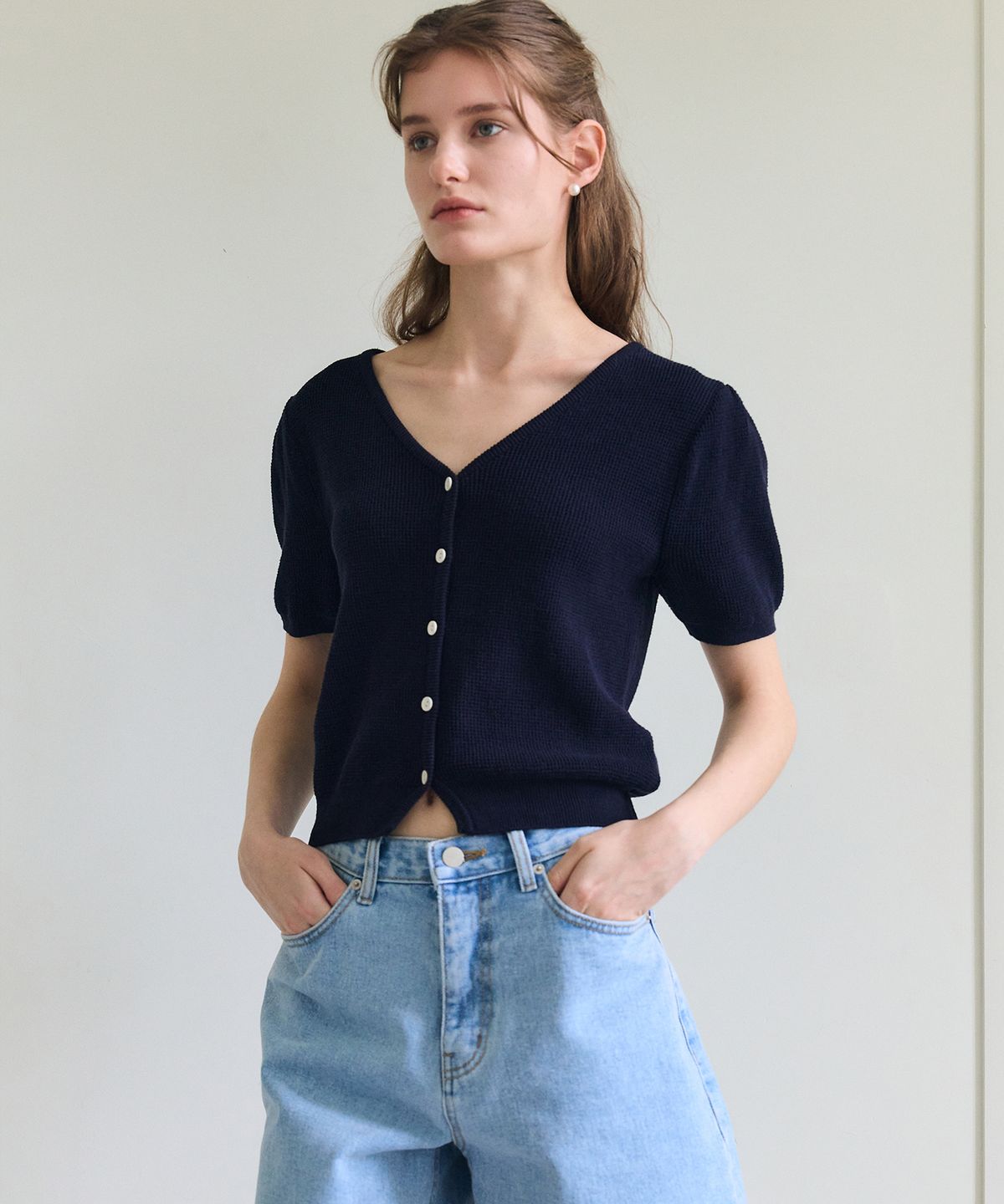 폴앤앨리스(PAUL&ALICE) V NECK CARDIGAN / NAVY