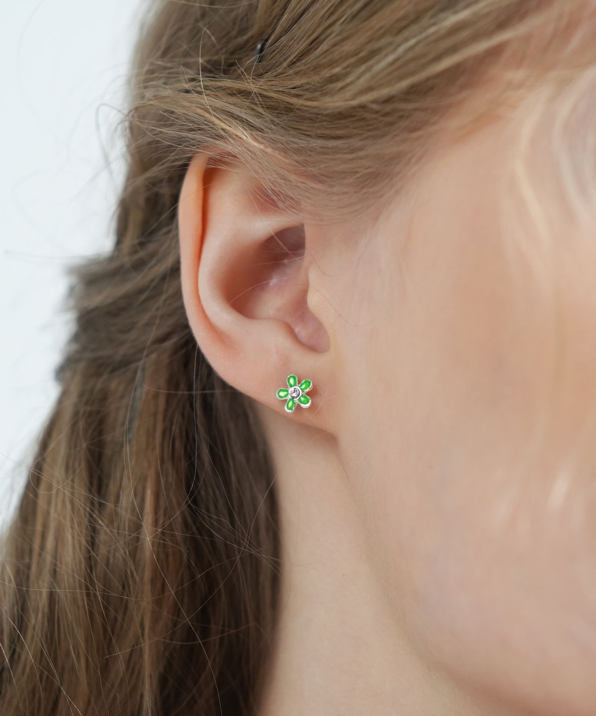 봉보(BONBEAU) Shining color flower pin Earrings 실버925 은침 컬러 큐빅 플라워 꽃 귀걸이