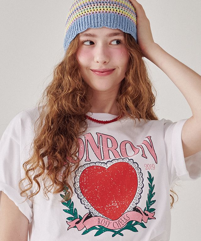 ★送料・関税込★RONRON★HEART LAUREL OVER FIT T SHIRT★ MUSINSA | RONRON RONRON HEART LAUREL OVER FIT T SHIRT SOFT BLUE