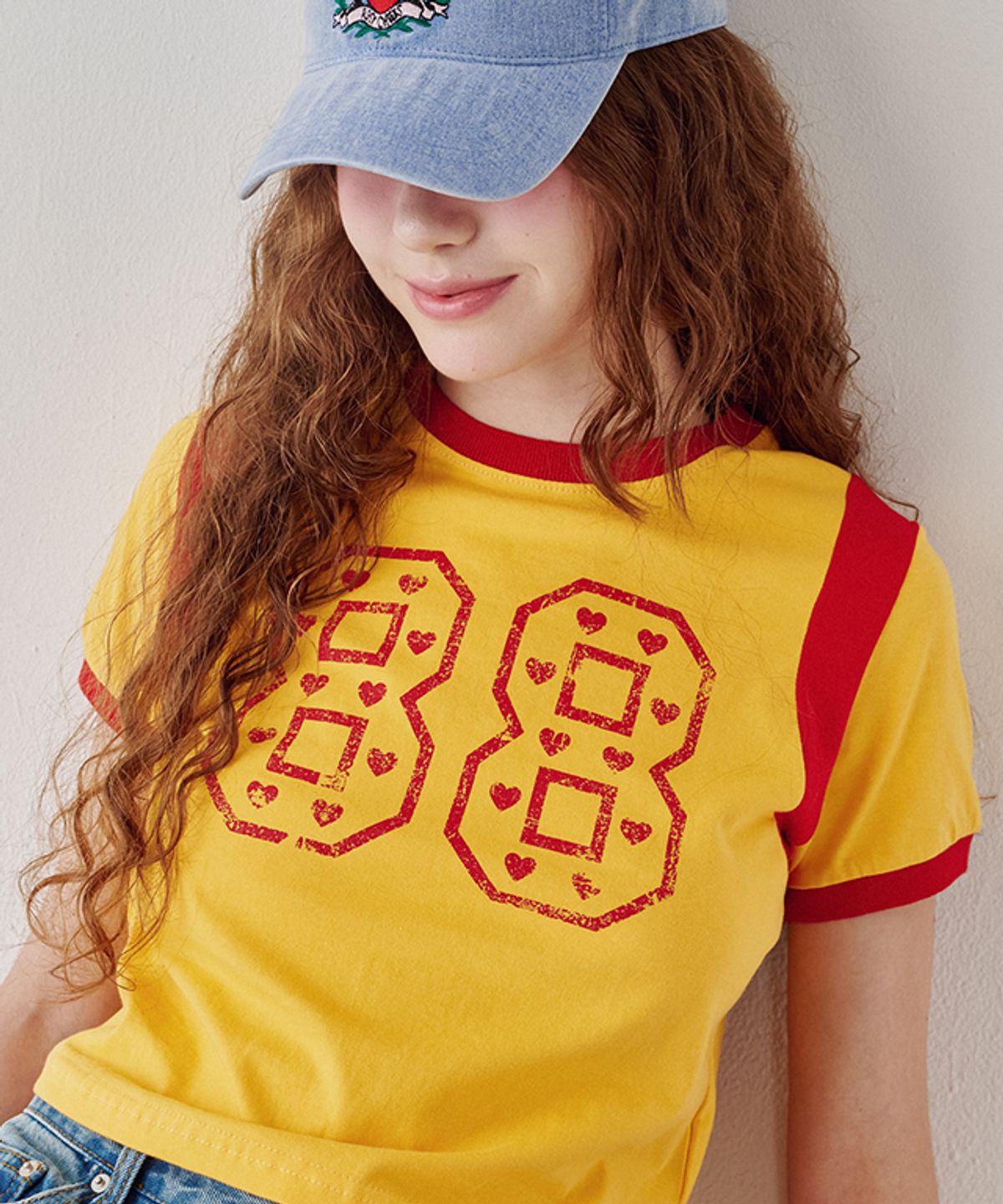 론론(RONRON) LINGER HEART 88 CROP T SHIRT YELLOW