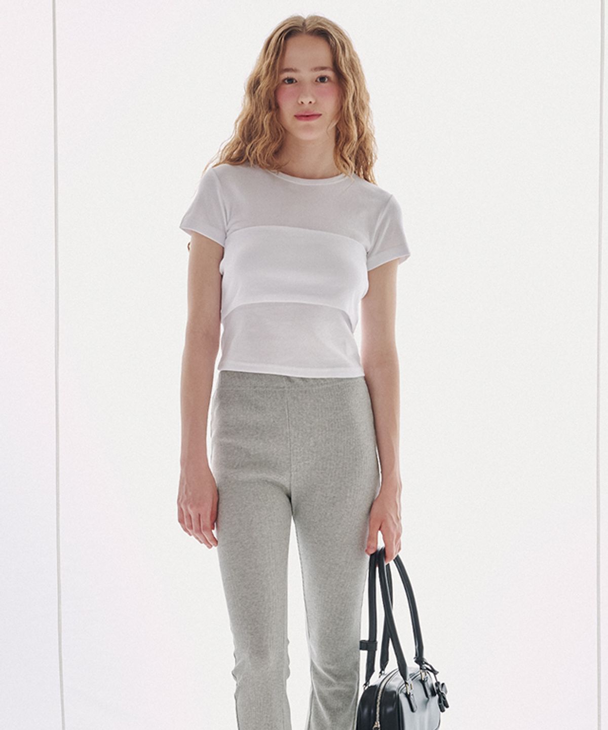 론론(RONRON) KNOT BUSTIER 2 WAY SHORT SLEEVE T SHIRT WHITE