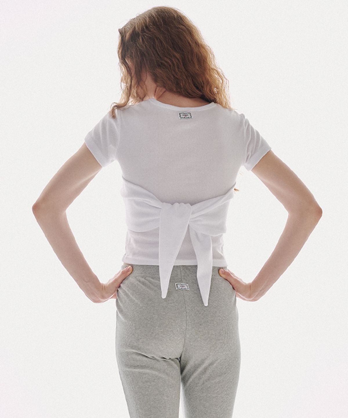 론론(RONRON) KNOT BUSTIER 2 WAY SHORT SLEEVE T SHIRT WHITE