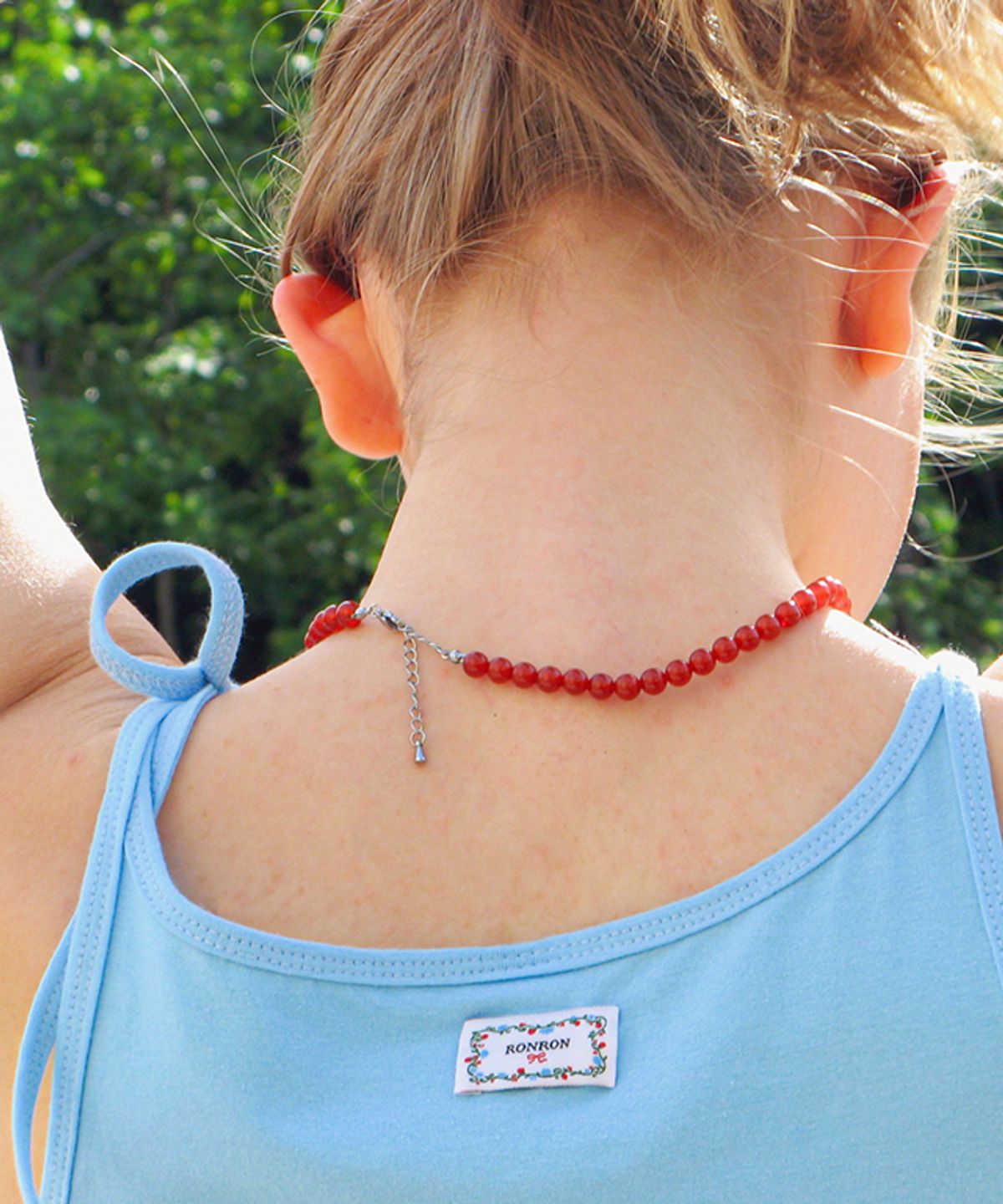 론론(RONRON) PENDANT ONE SHOULDER RIBBON SLEEVELESS SOFT BLUE