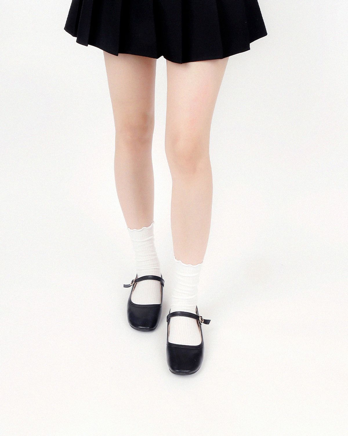 삭스에이(SOCKSA) [3PACK]메리 제인 골지 프릴 러플 순면 무압박 긴 양말