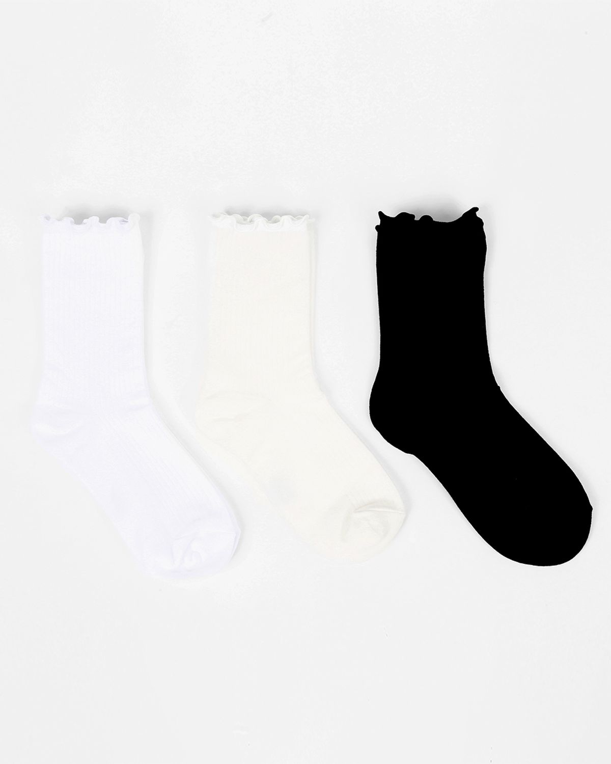 삭스에이(SOCKSA) [3PACK]메리 제인 골지 프릴 러플 순면 무압박 긴 양말