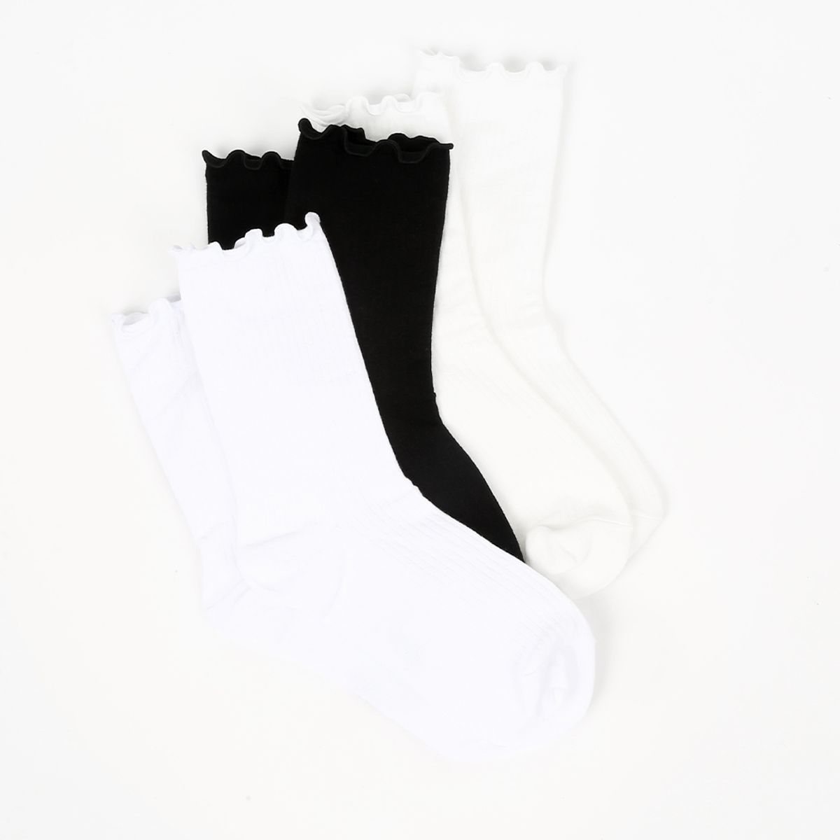 삭스에이(SOCKSA) [3PACK]메리 제인 골지 프릴 러플 순면 무압박 긴 양말